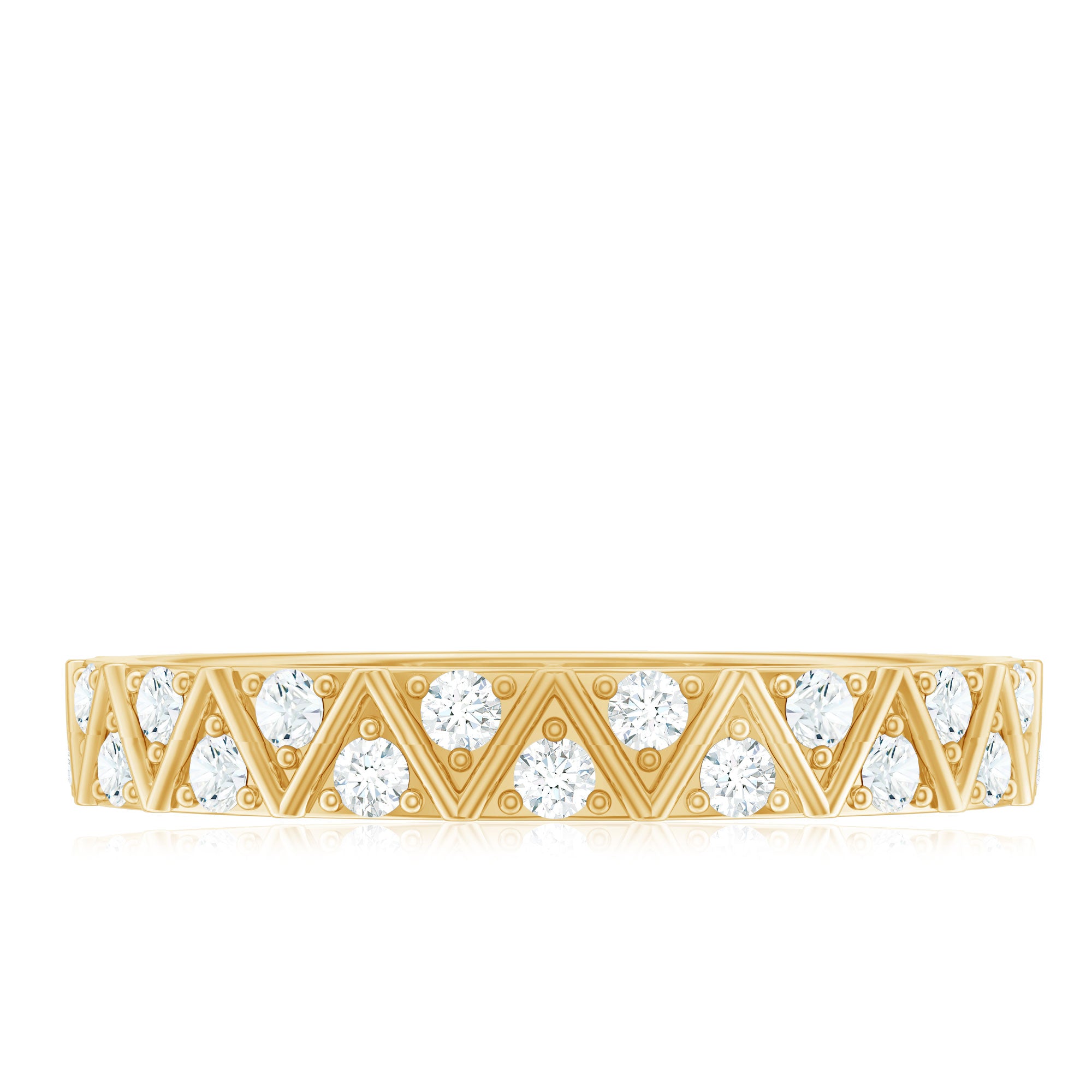 Diamond Band Ring in Surface Prong Set Natural - ( HI-SI ) - Rosec Jewels