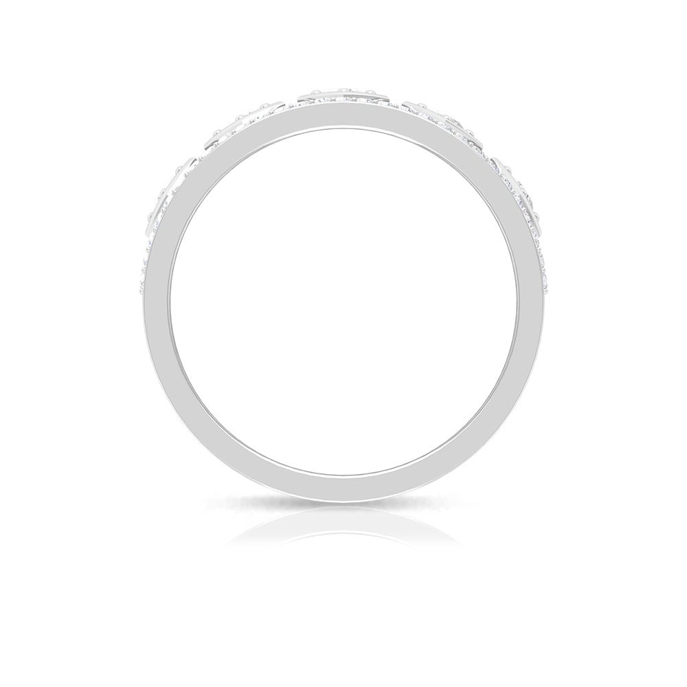 3/4 CT Vintage Inspired Diamond Wedding Band with Cutwork Details Natural - ( HI-SI ) - Rosec Jewels