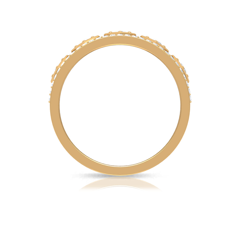 3/4 CT Vintage Inspired Diamond Wedding Band with Cutwork Details Natural - ( HI-SI ) - Rosec Jewels