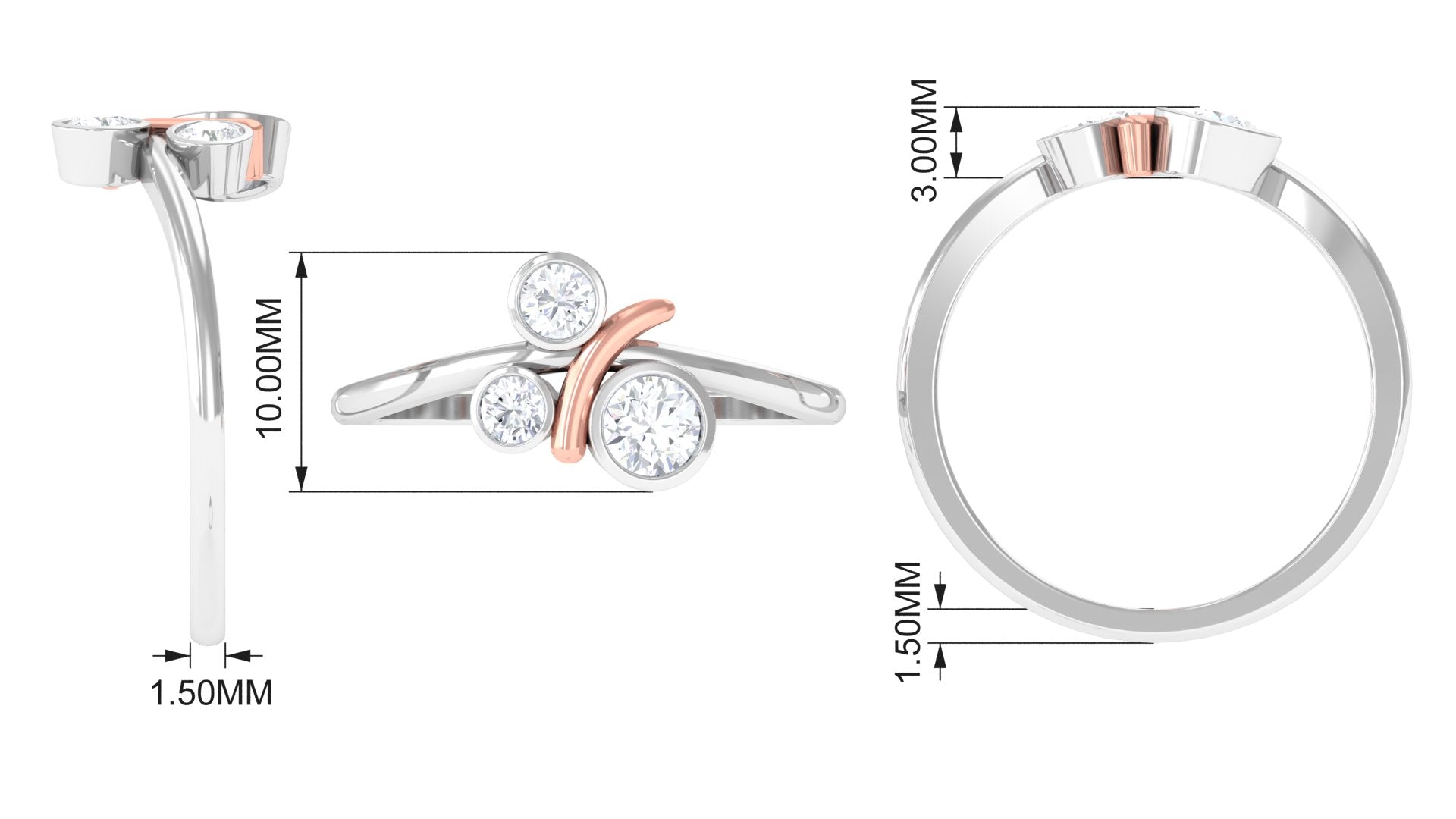 Rosec Jewels-Natural Bezel Set Diamond 3 Stone Promise Ring