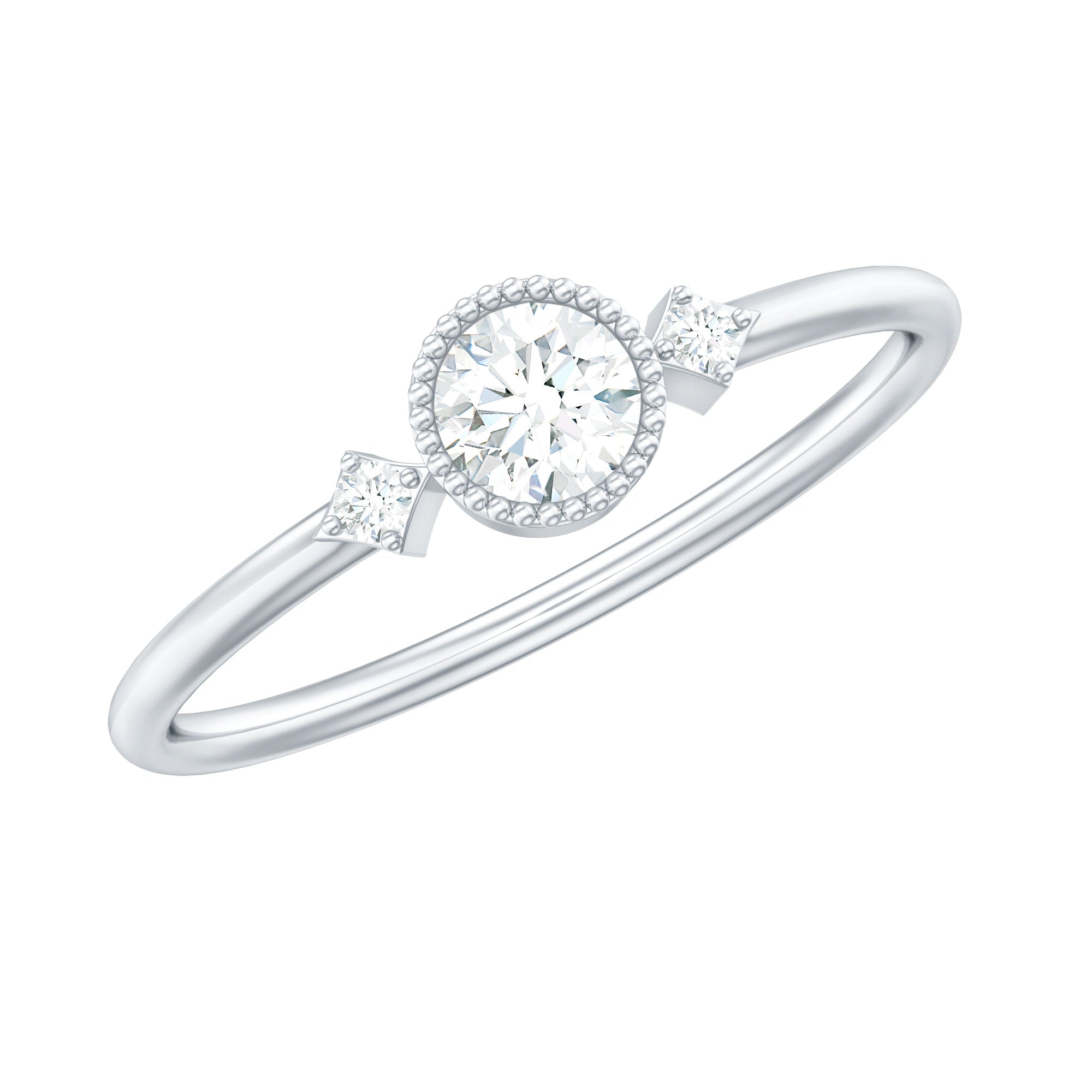 Minimal Diamond Promise Ring in Bezel Setting Natural - ( HI-SI ) - Rosec Jewels