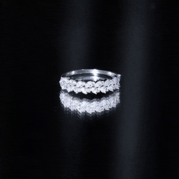 Marquise and Round Moissanite Half Eternity Ring D-VS1 - Rosec Jewels