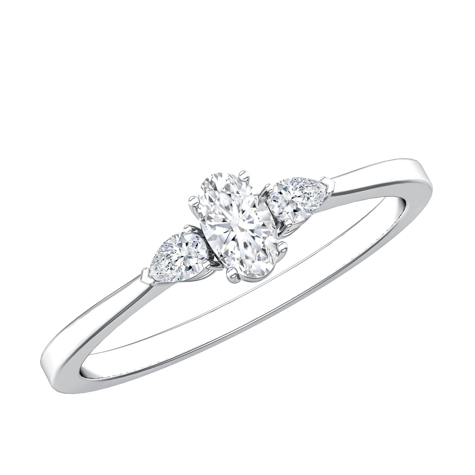 Real Diamond 3 Stone Promise Ring for Valentines Natural - ( HI-SI ) - Rosec Jewels