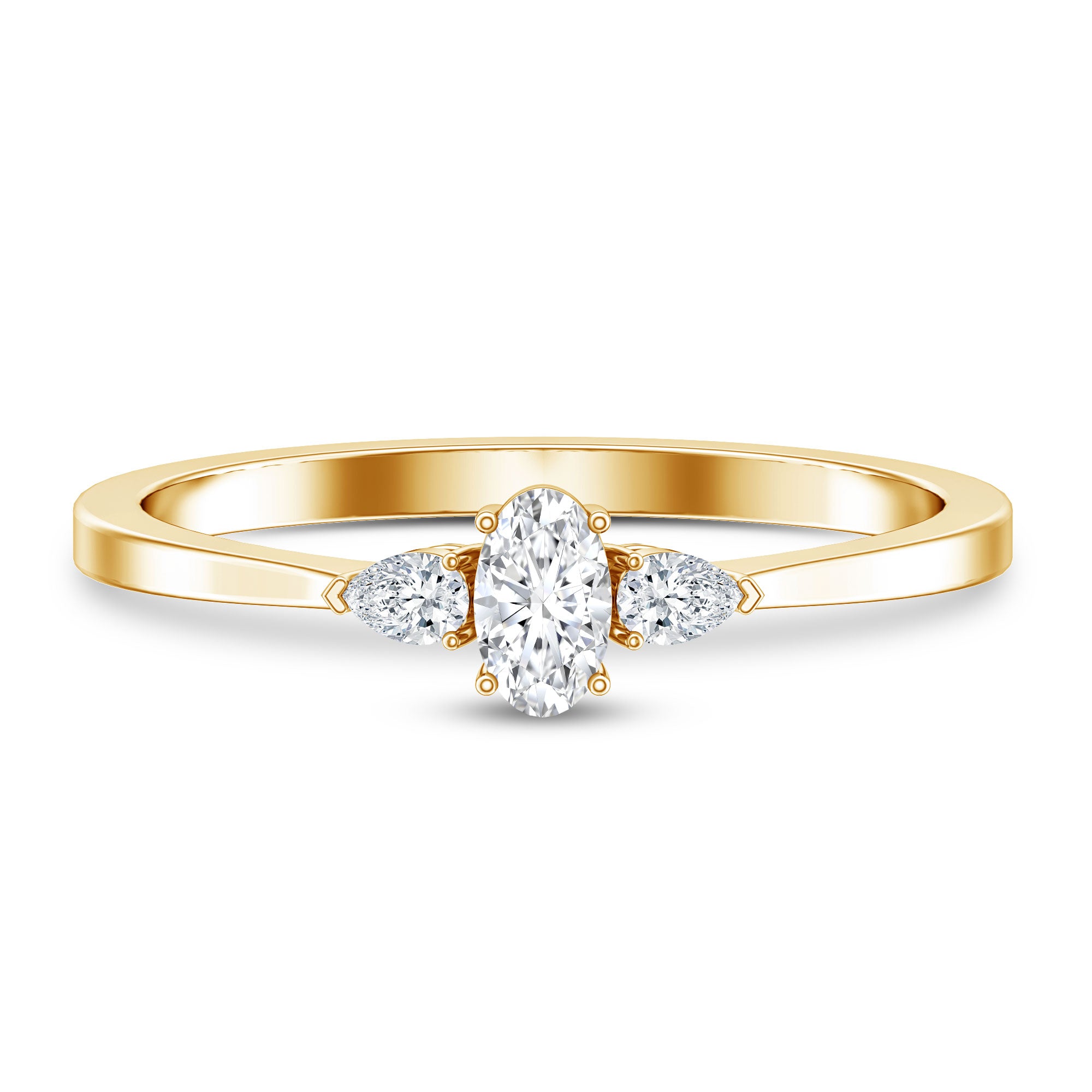 Real Diamond 3 Stone Promise Ring for Valentines Natural - ( HI-SI ) - Rosec Jewels
