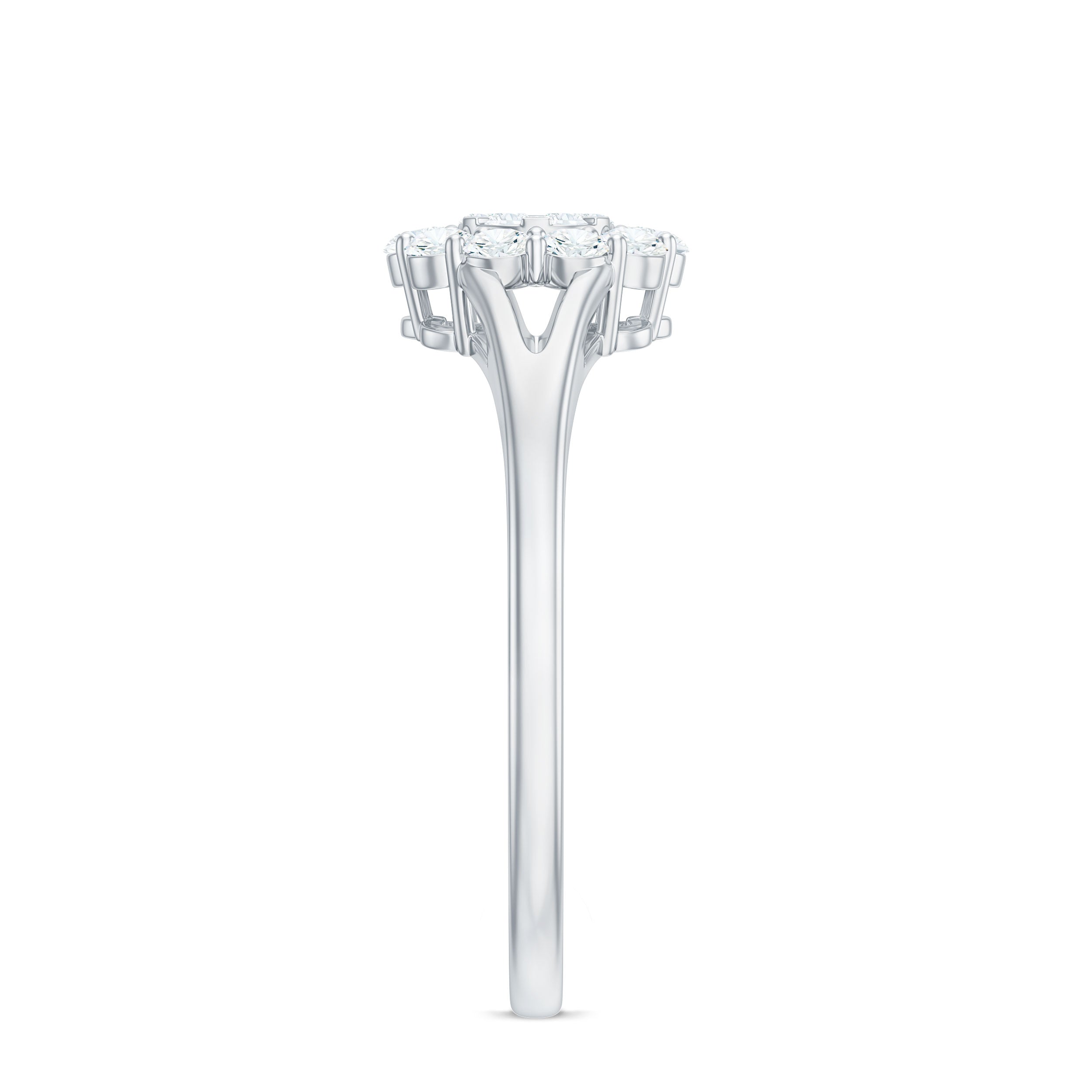 Certified Real Diamond Cluster Ring with Halo Natural - ( HI-SI ) - Rosec Jewels
