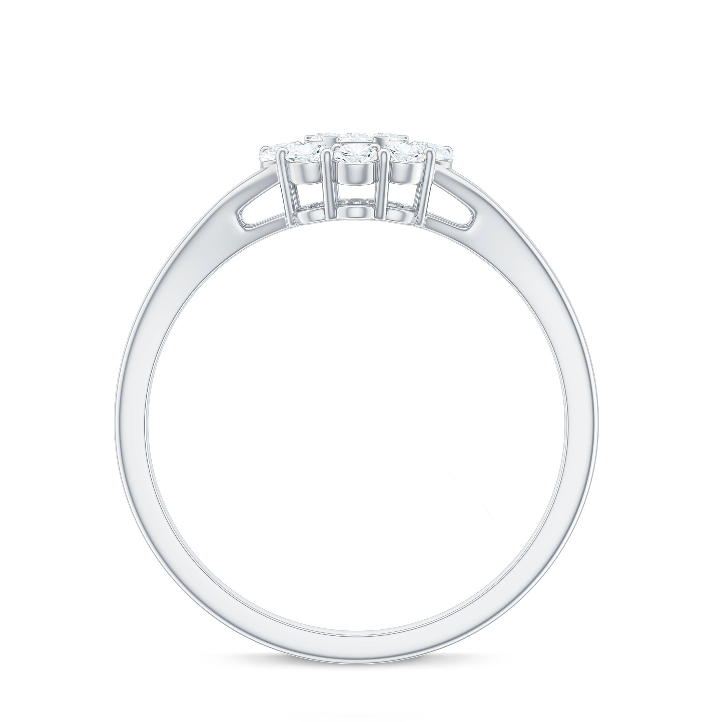 Certified Real Diamond Cluster Ring with Halo Natural - ( HI-SI ) - Rosec Jewels