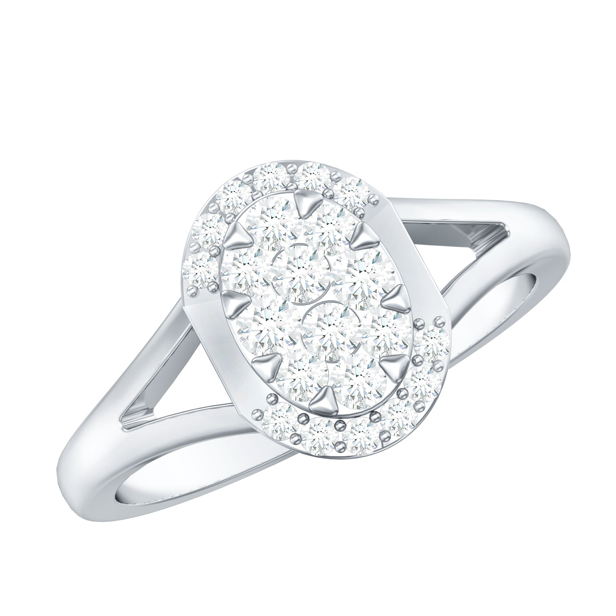 Classic Diamond Engagement Ring with Split Shank Natural - ( HI-SI ) - Rosec Jewels