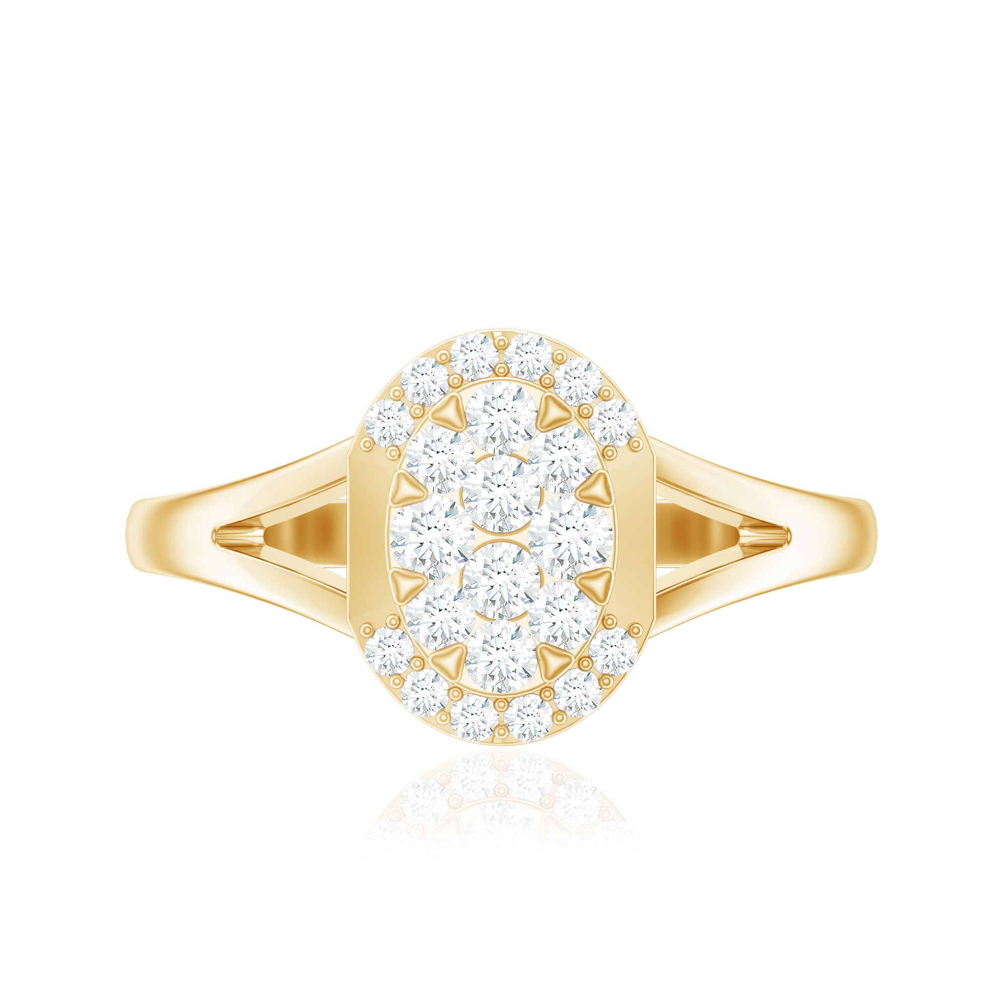 Classic Diamond Engagement Ring with Split Shank Natural - ( HI-SI ) - Rosec Jewels