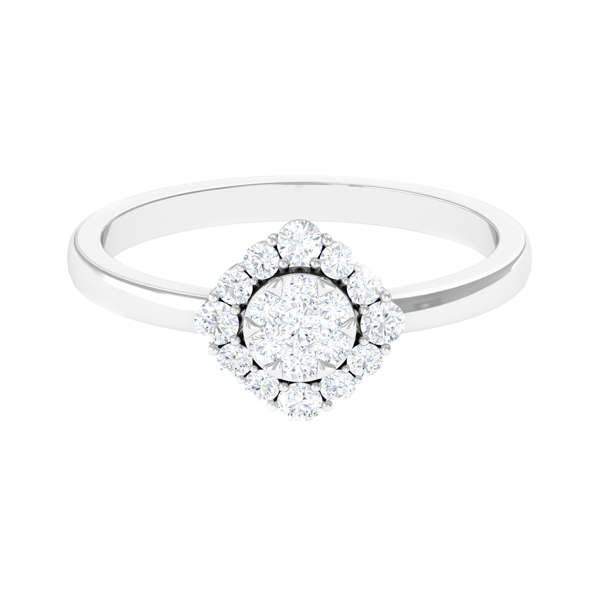 Rosec Jewels-Natural Diamond Classic Engagement Ring with Halo
