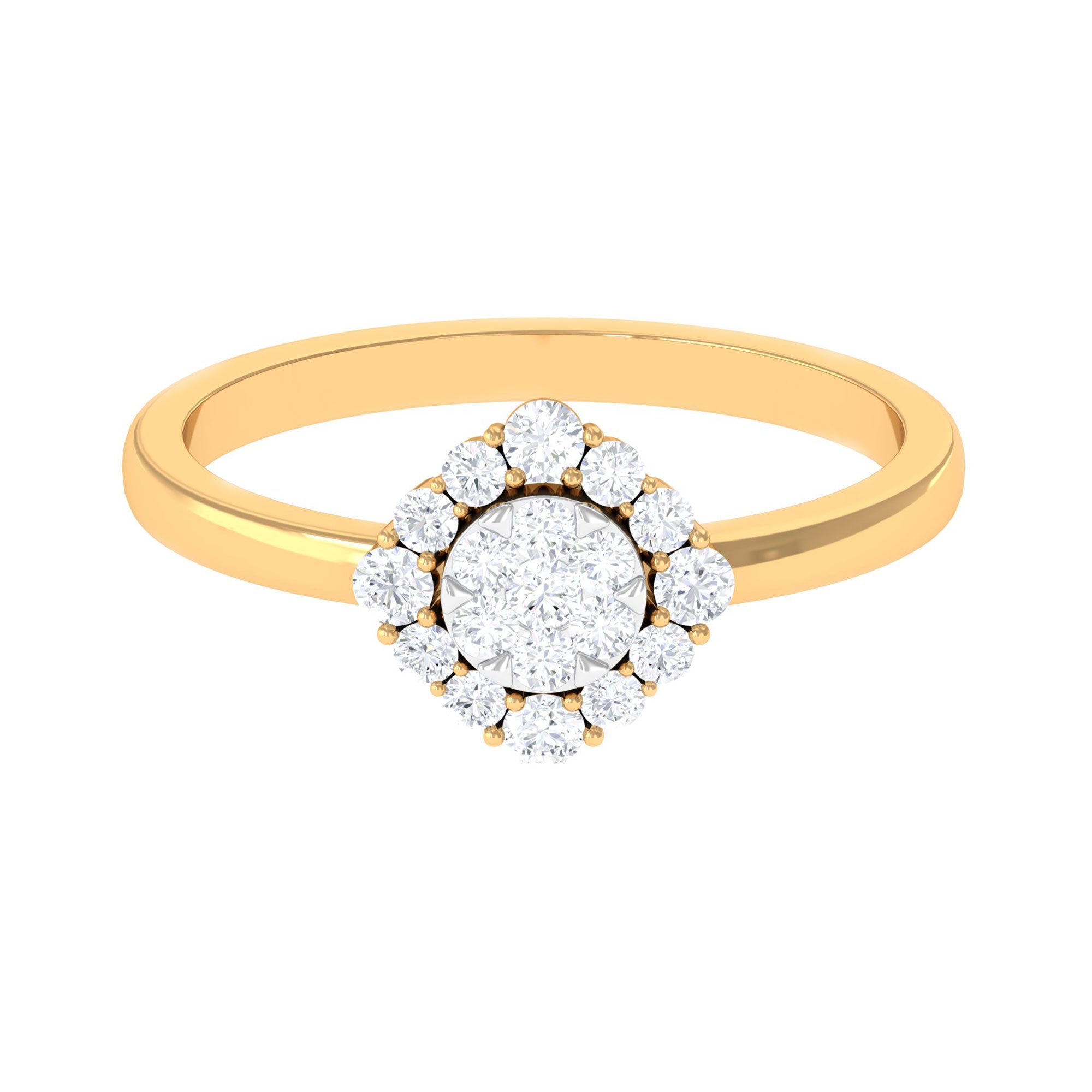 Rosec Jewels-Natural Diamond Classic Engagement Ring with Halo