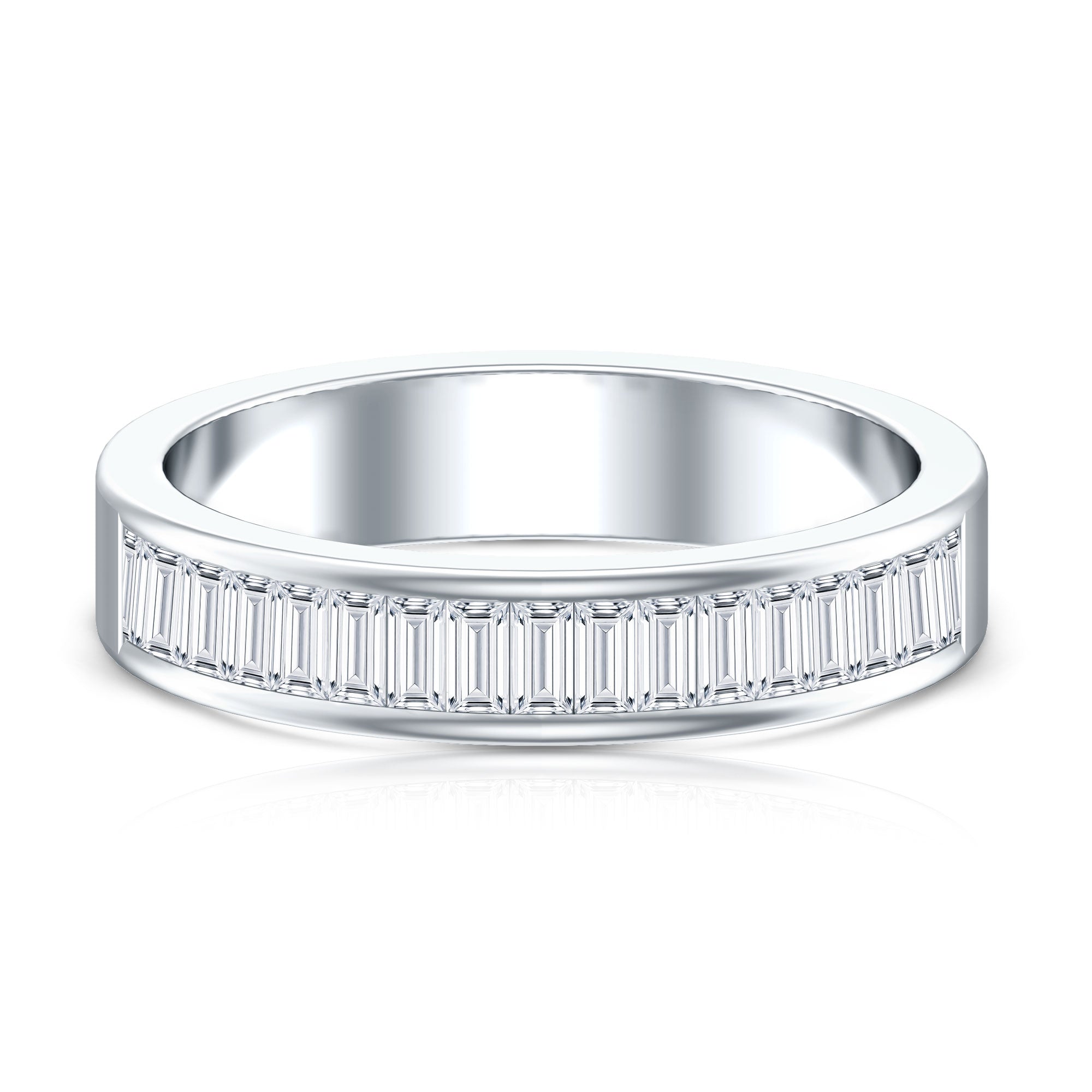 1 CT Baguette Cut Lab Grown Diamond Half Eternity Band Lab - ( EF-VS ) - Rosec Jewels