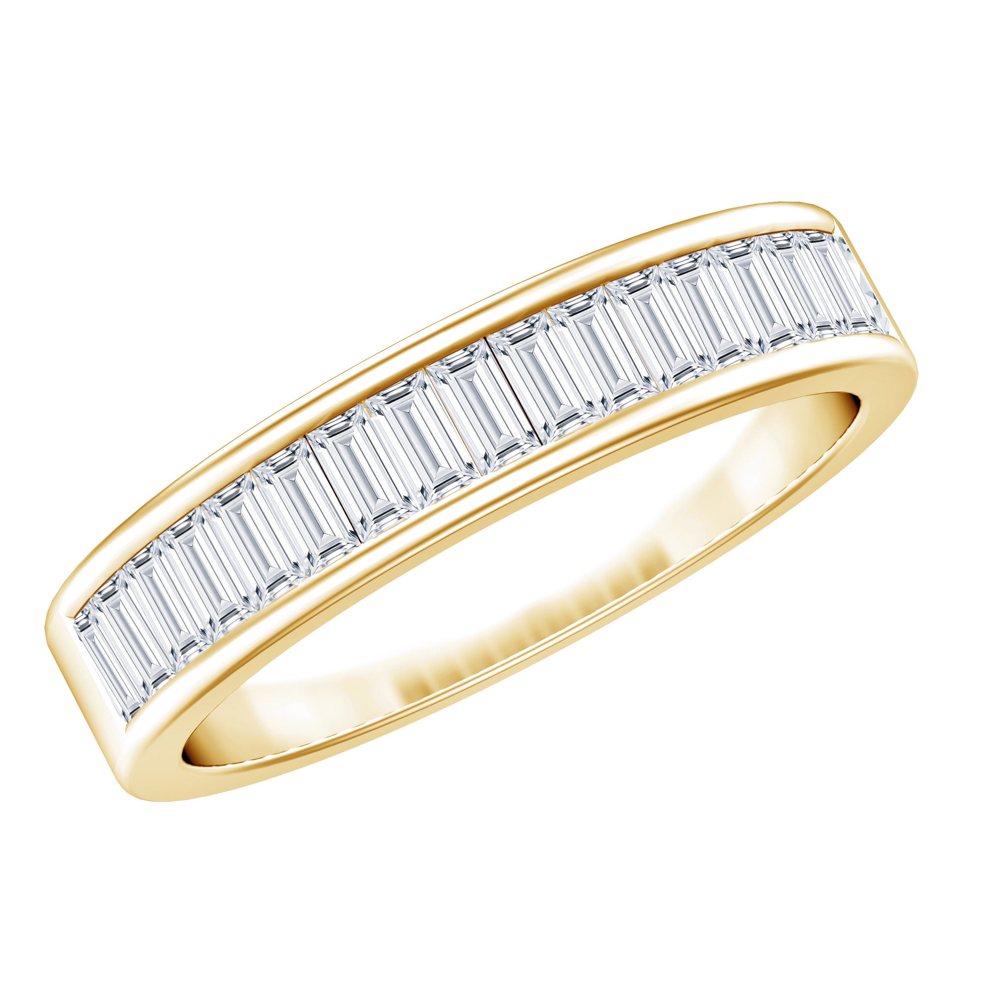 1 CT Baguette Cut Lab Grown Diamond Half Eternity Band Lab - ( EF-VS ) - Rosec Jewels