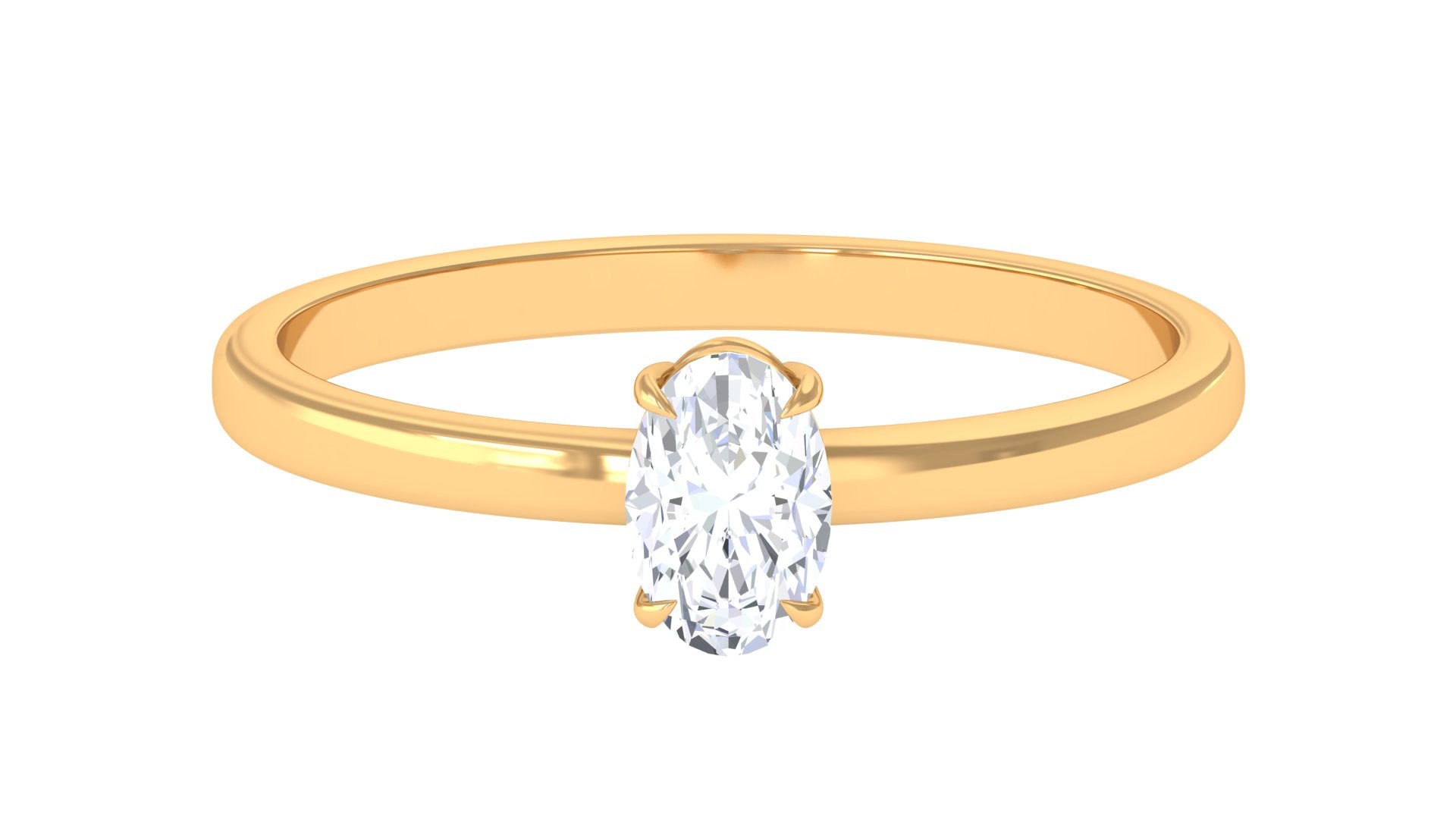 Natural Oval Diamond Solitaire Promise Ring with Certificate Natural - ( HI-SI ) - Rosec Jewels