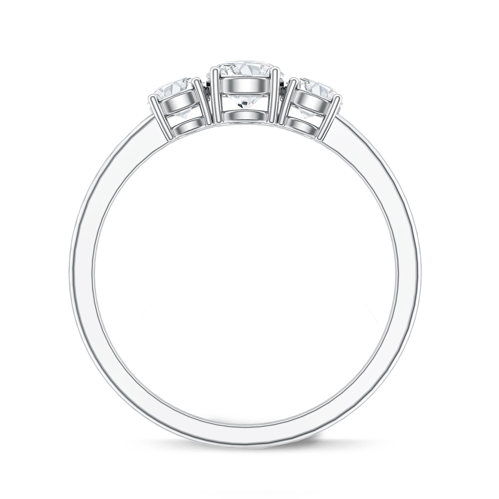 Natural Diamond 3 Stone Engagement Ring with Certificate Natural - ( HI-SI ) - Rosec Jewels
