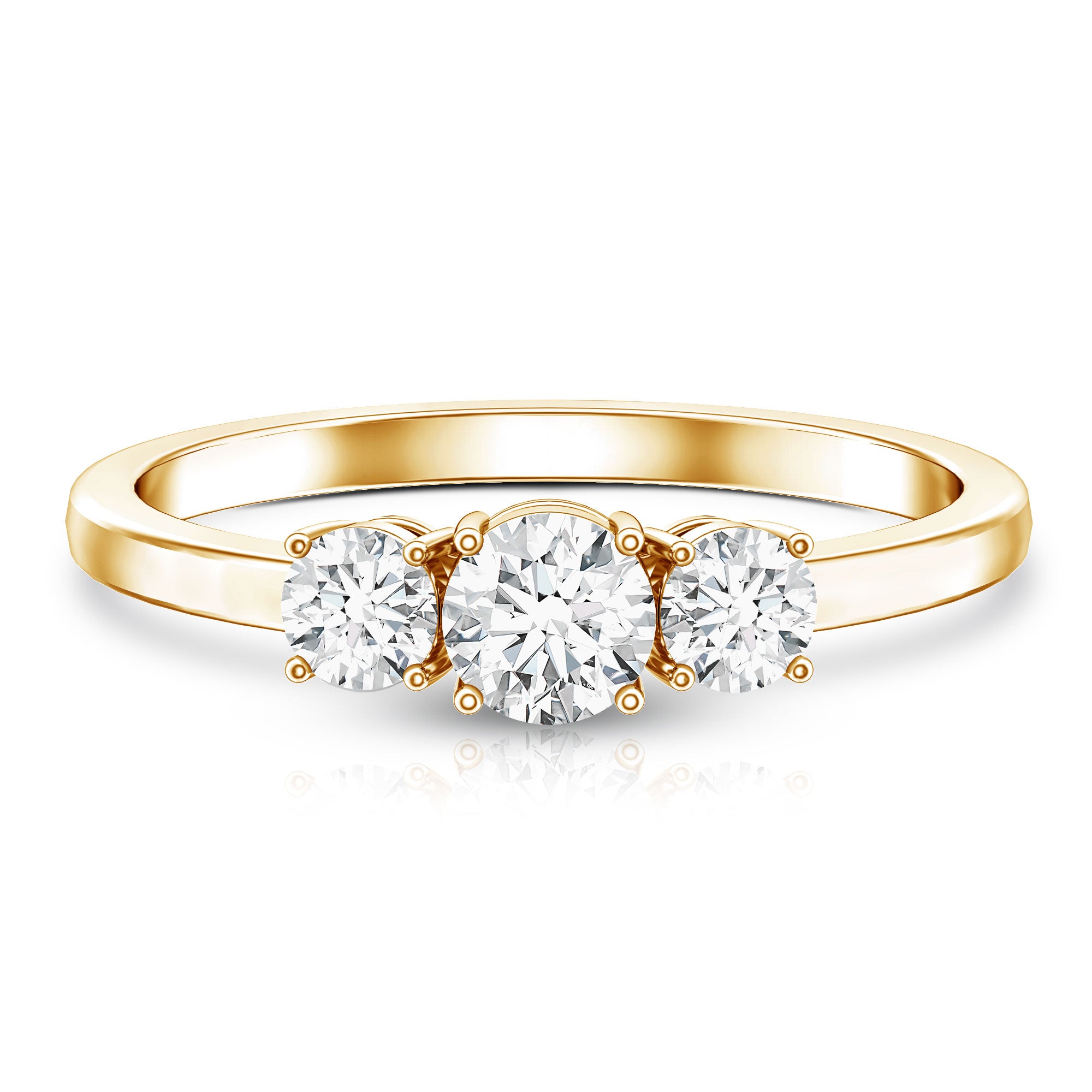 Natural Diamond 3 Stone Engagement Ring with Certificate Natural - ( HI-SI ) - Rosec Jewels