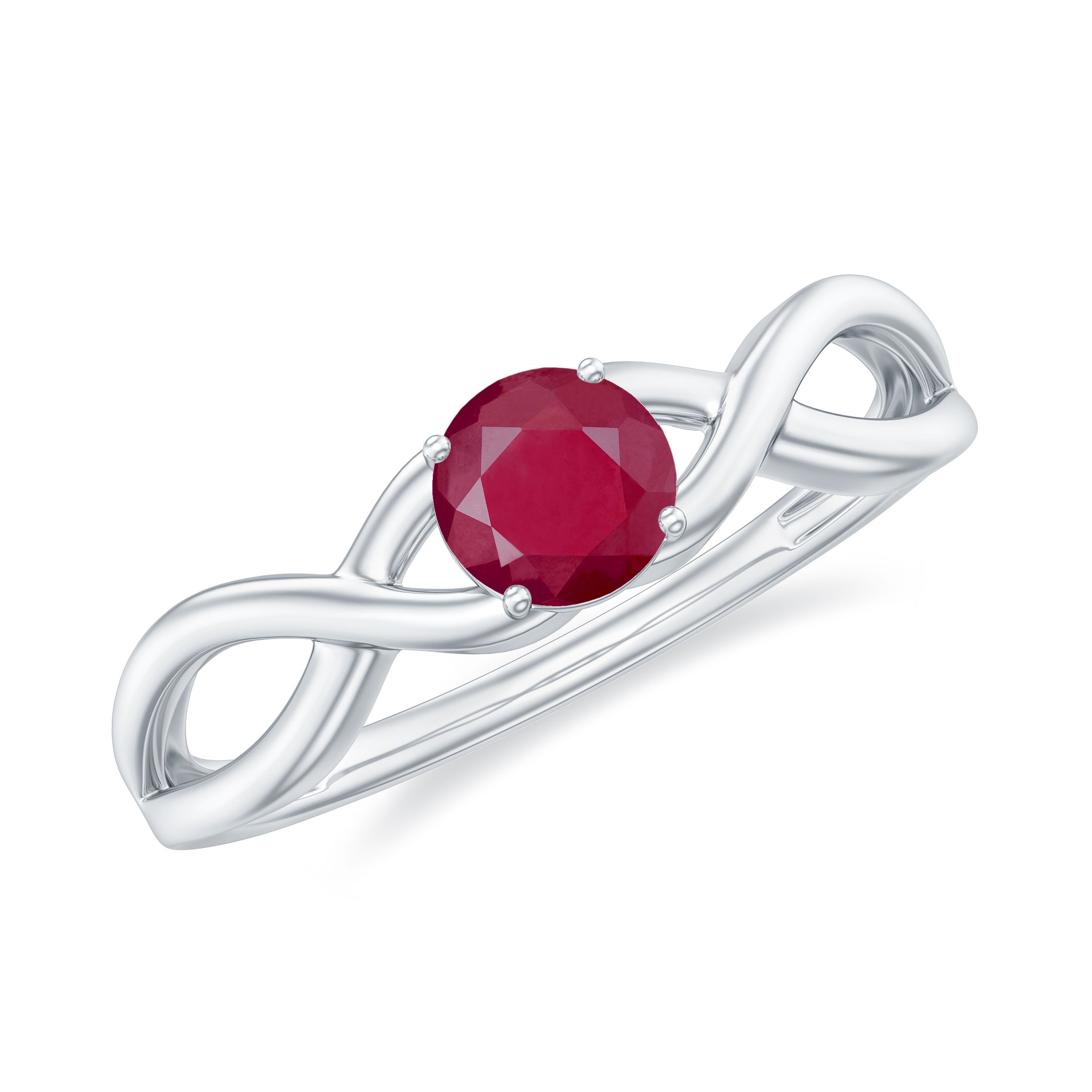 Rosec Jewels-Natural 0.6 Carat Ruby Promise Ring with Crossover Shank