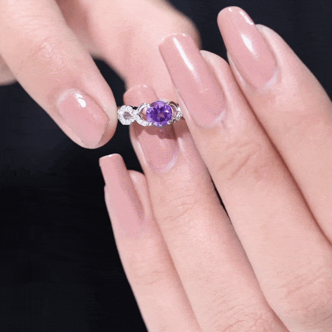 Rosec Jewels-Natural Amethyst Engagement Ring with Diamond Infinity Knot