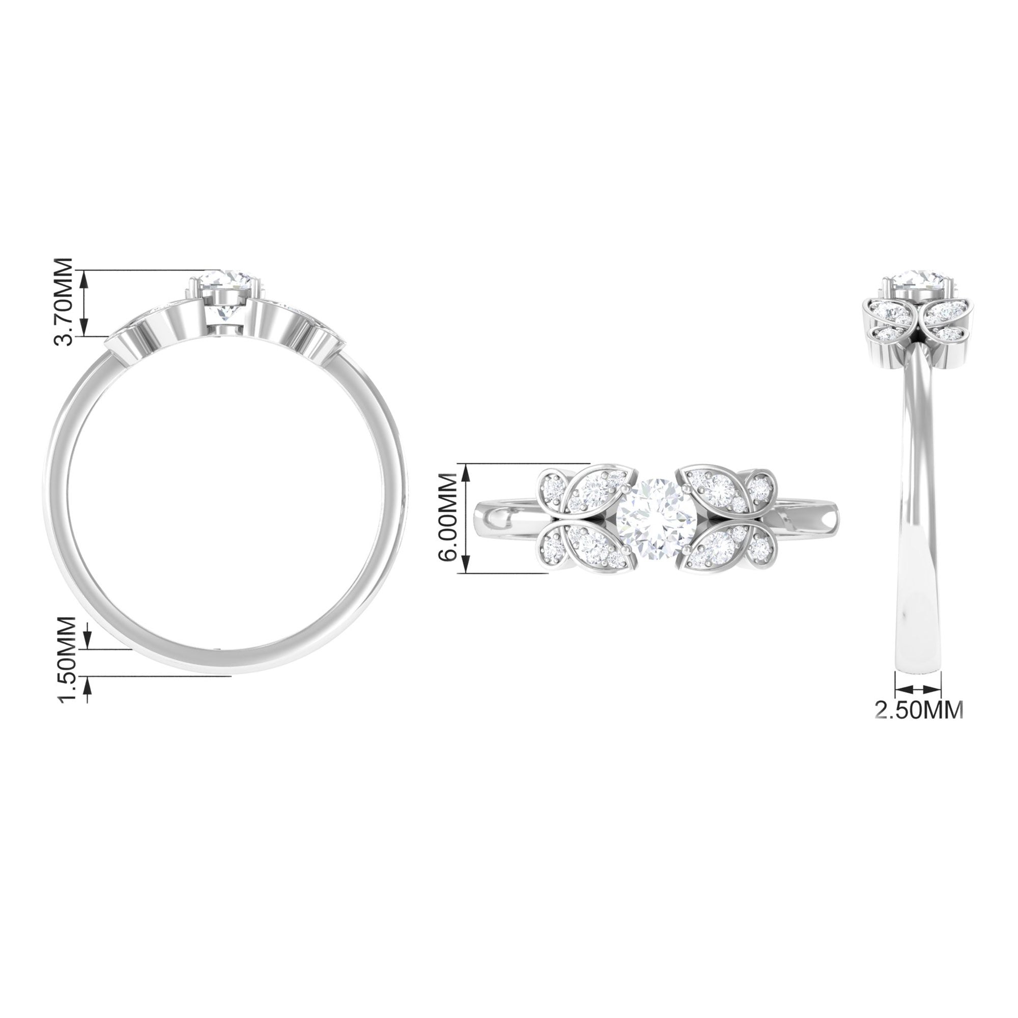Rosec Jewels-Round Cut Diamond Nature Engagement Ring