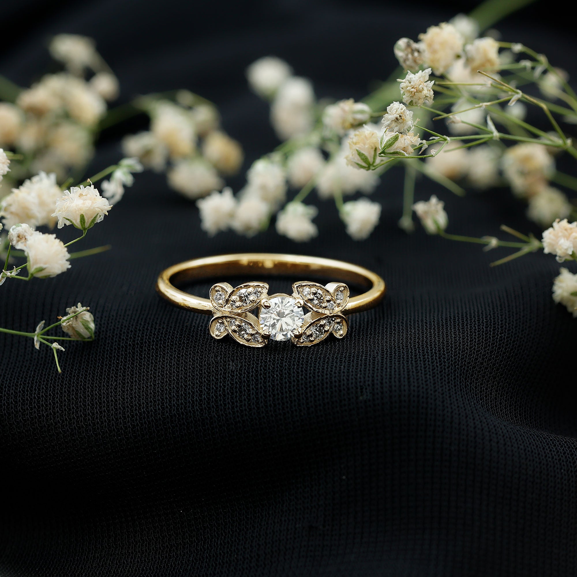 Rosec Jewels-Round Cut Diamond Nature Engagement Ring