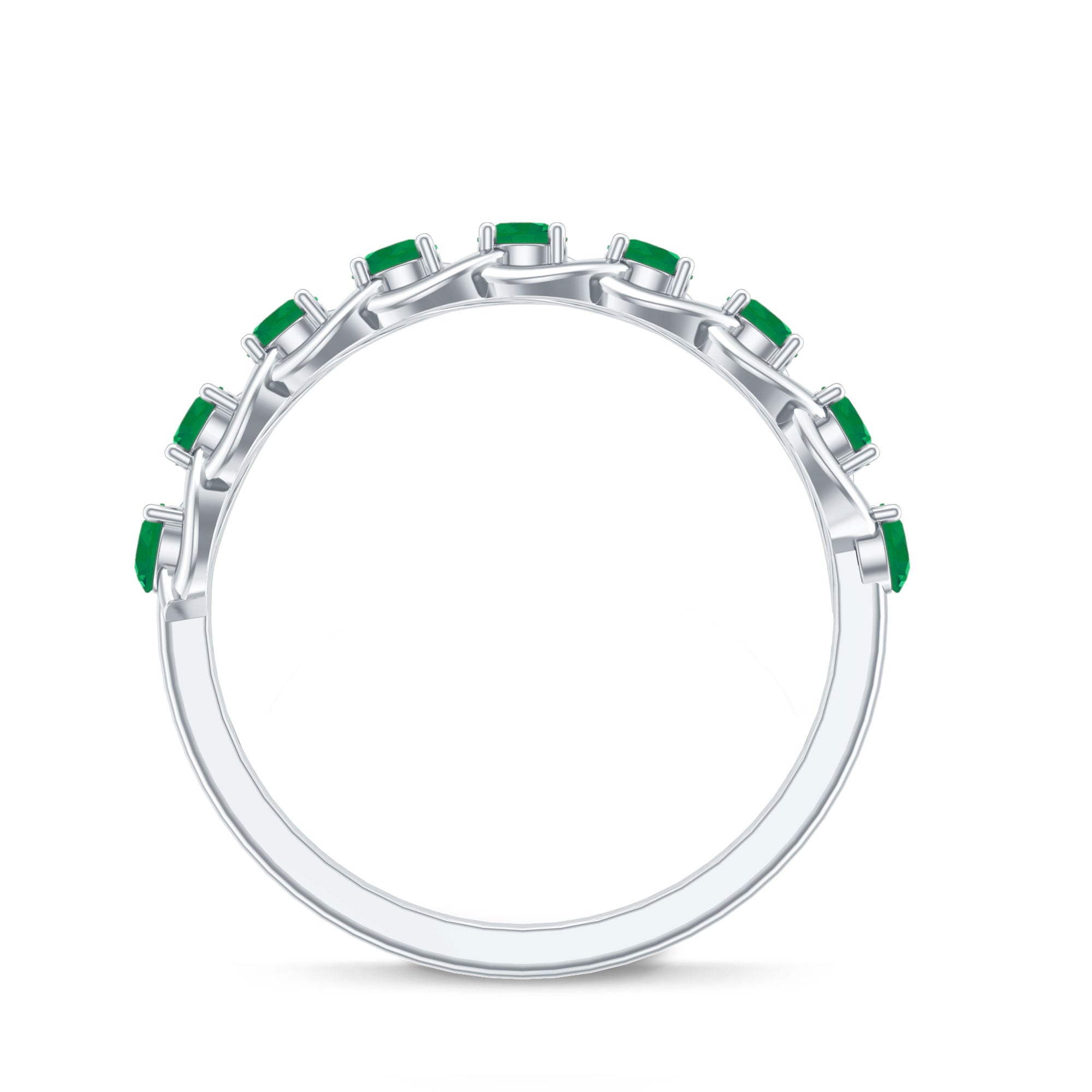 Genuine Green Emerald Braided Half Eternity Band AAA - Rosec Jewels