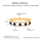 1 CT Classic Black Onyx and Diamond Band Ring Black Onyx - ( AAA ) - Quality - Rosec Jewels