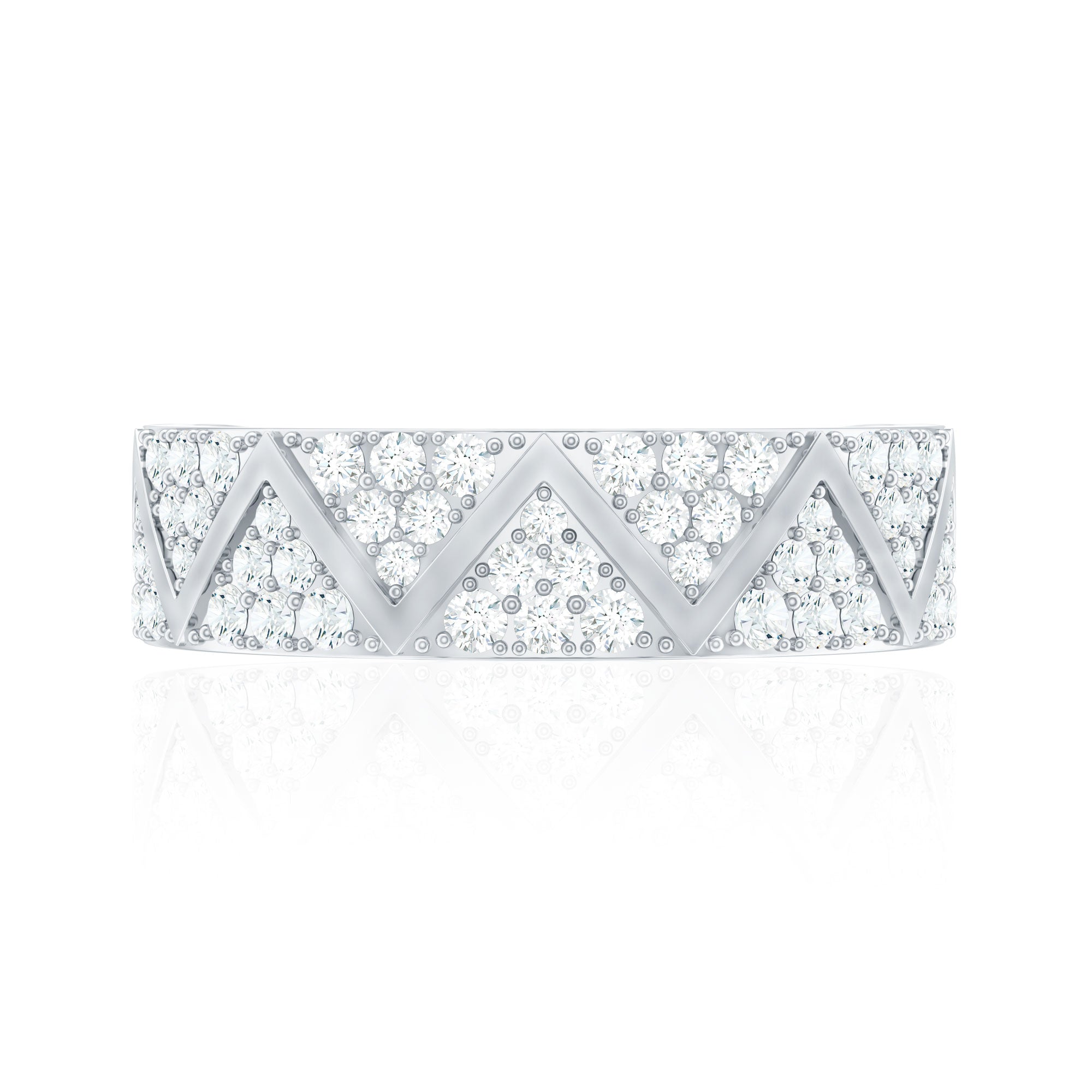 Certified Diamond Designer Wedding Band Ring Natural - ( HI-SI ) - Rosec Jewels