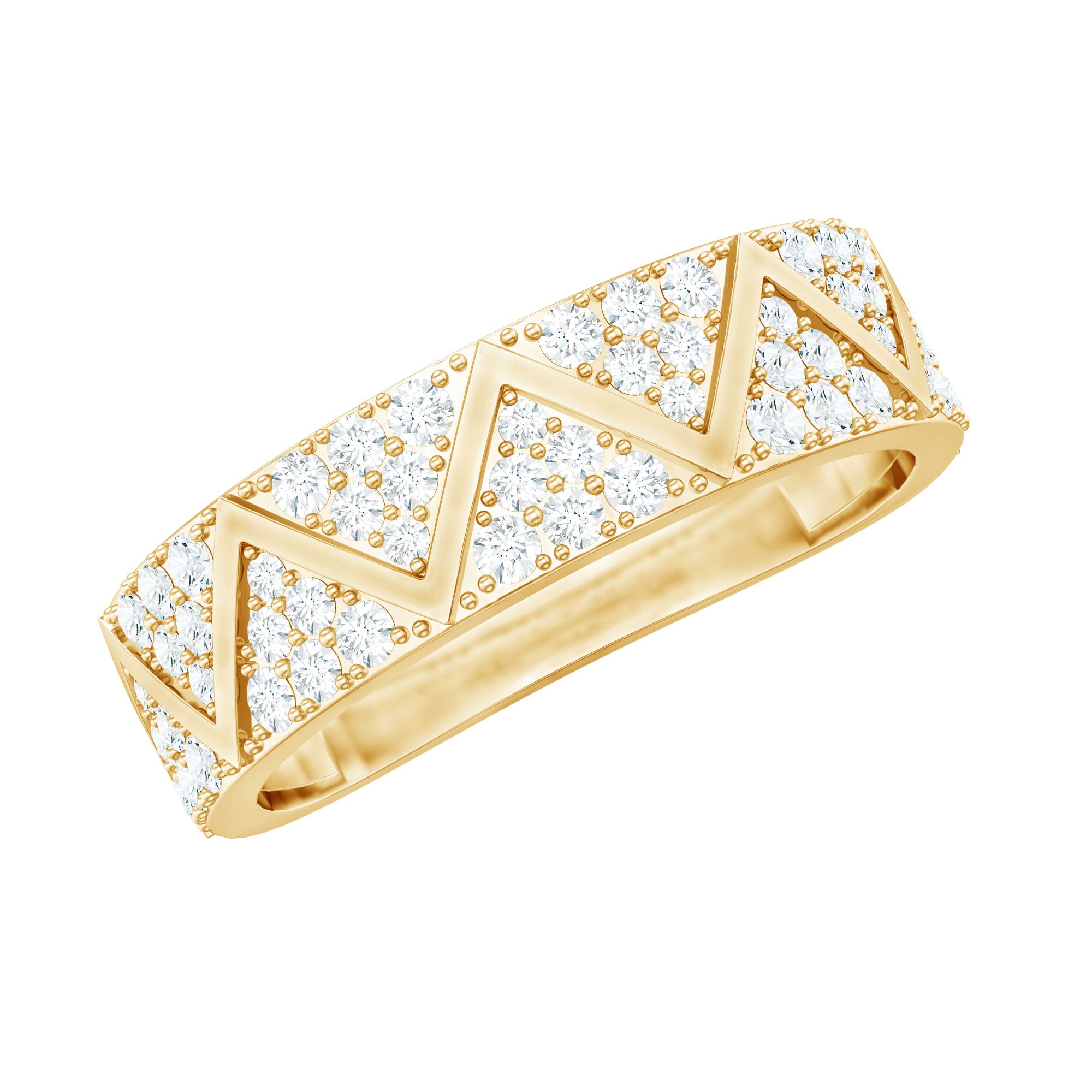 Certified Diamond Designer Wedding Band Ring Natural - ( HI-SI ) - Rosec Jewels