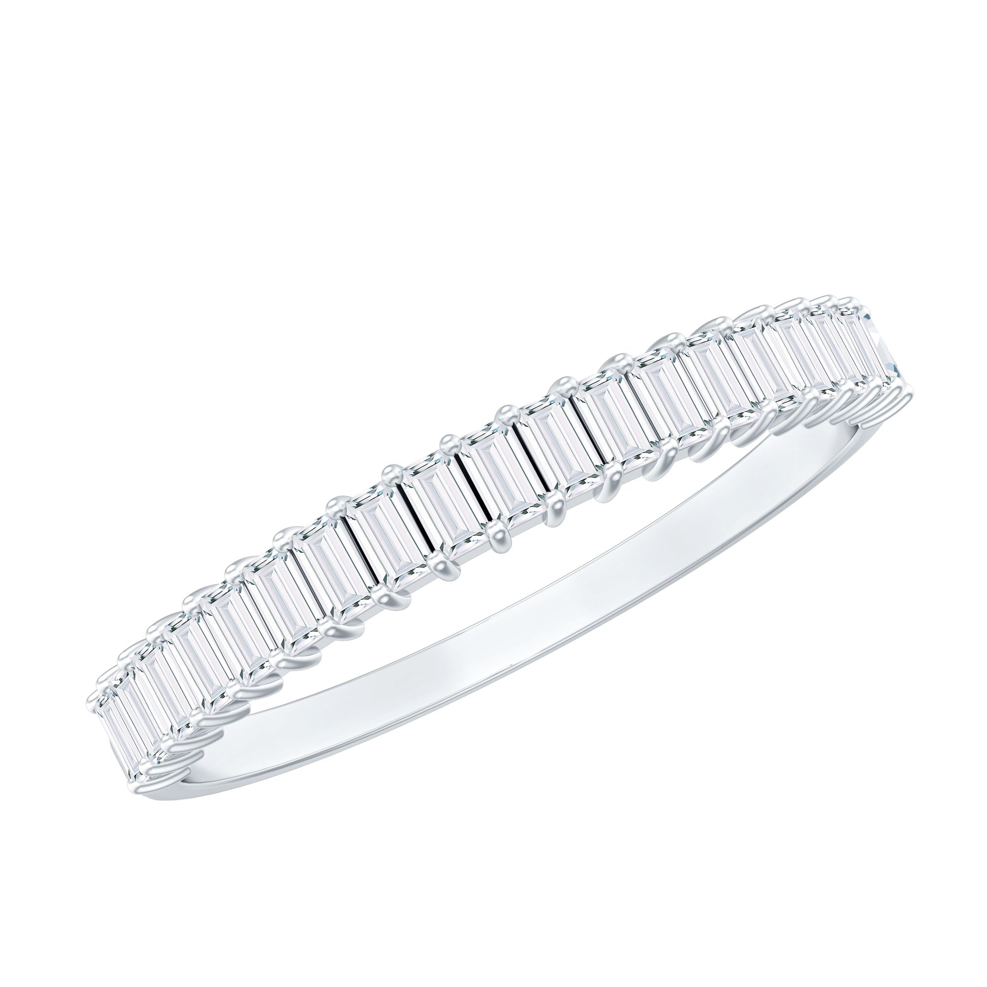 Baguette Cut Moissanite Half Eternity Wedding Band D-VS1 - Rosec Jewels