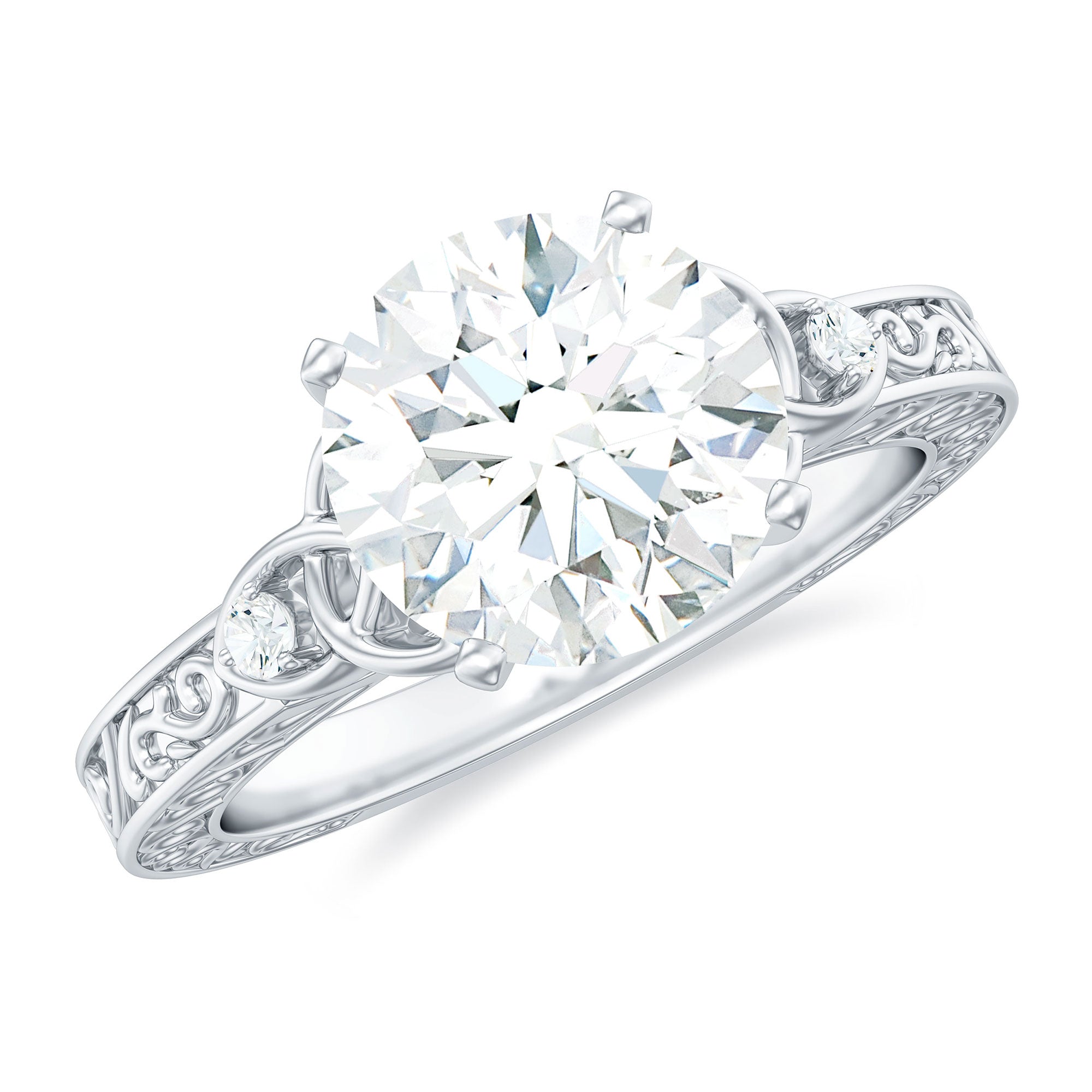 Antique Looking Round Moissanite Celtic Knot Engagement Ring