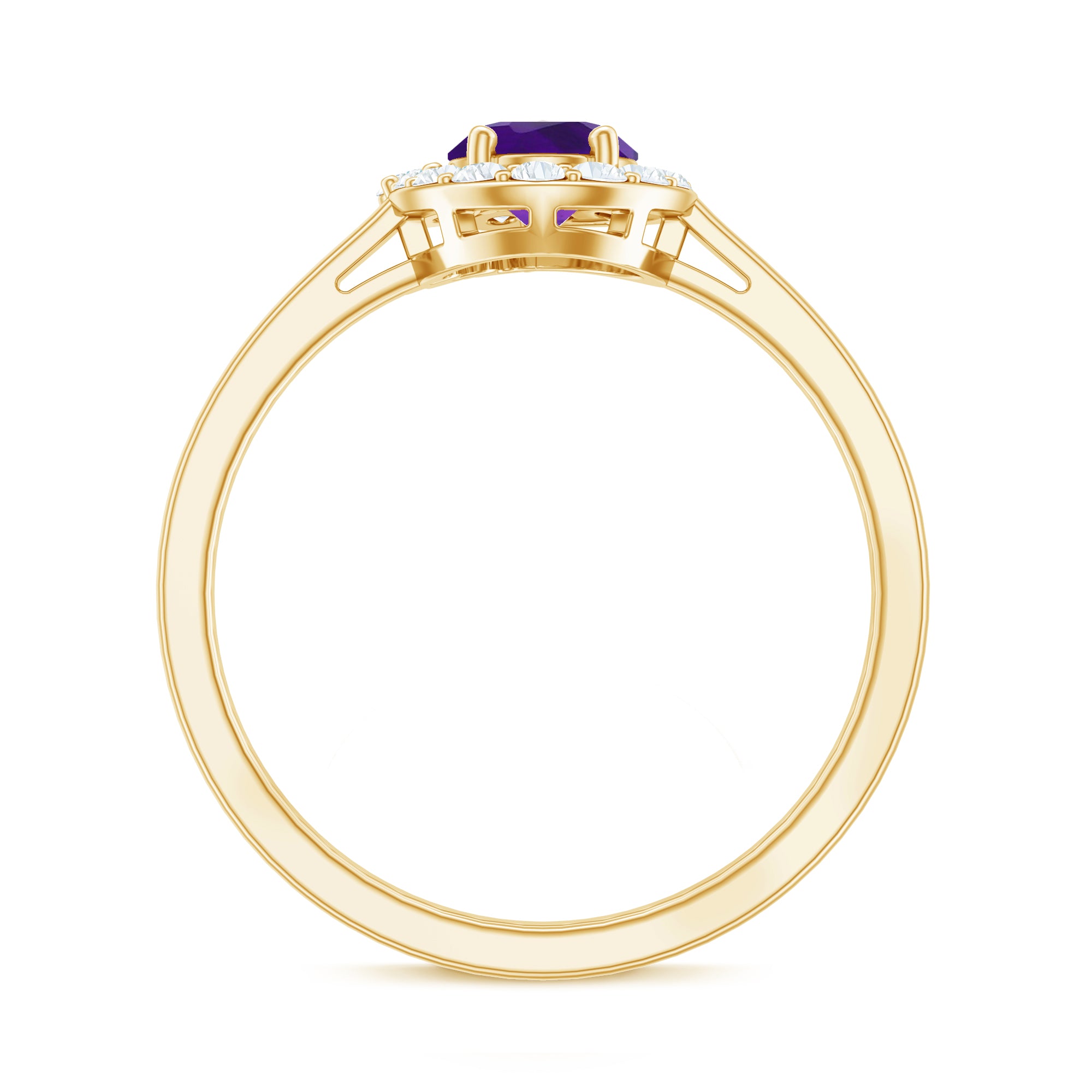 1 Carat Amethyst Designer Engagement Ring with Diamond for Women AAA - Rosec Jewels
