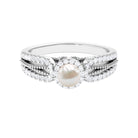 2.50 CT Freshwater Pearl and Diamond Engagement Ring with Beaded Gold Freshwater Pearl - ( AAA ) - Quality - Rosec Jewels