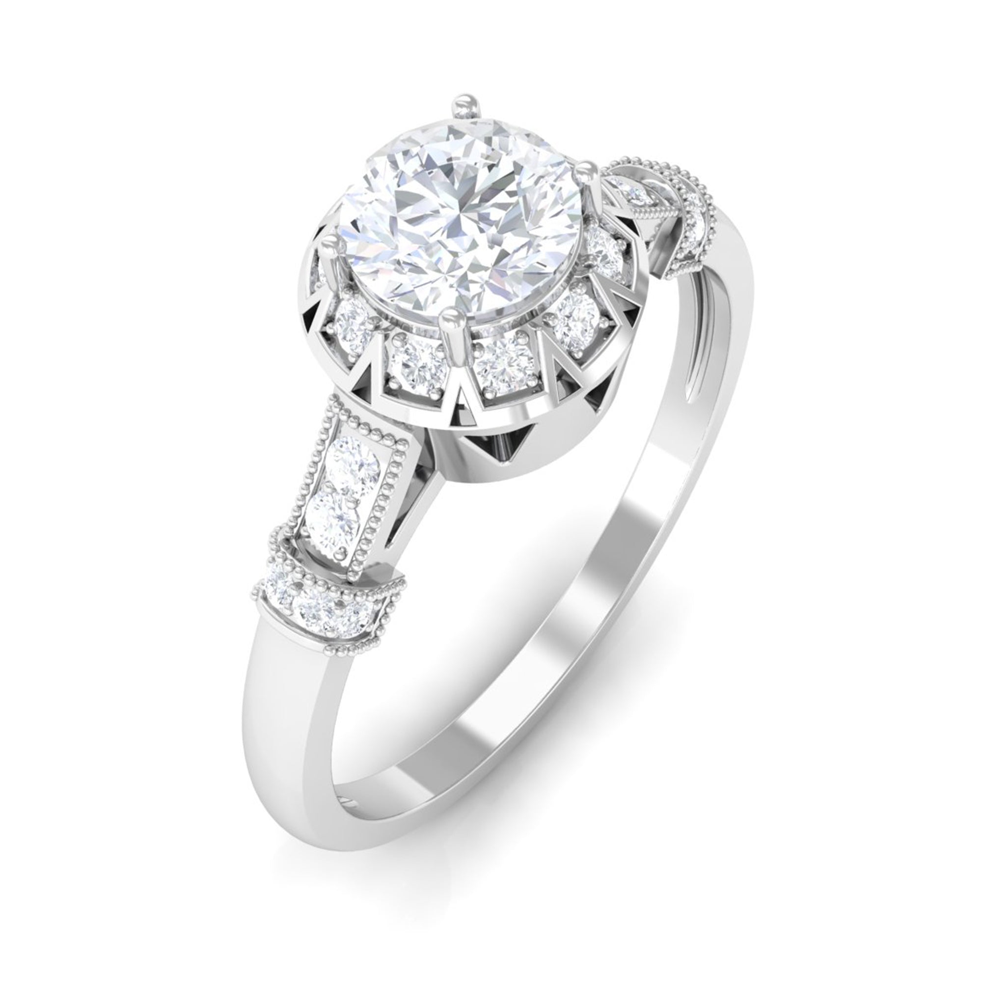 Rosec Jewels-Vintage Style Cubic Zirconia Engagement Ring