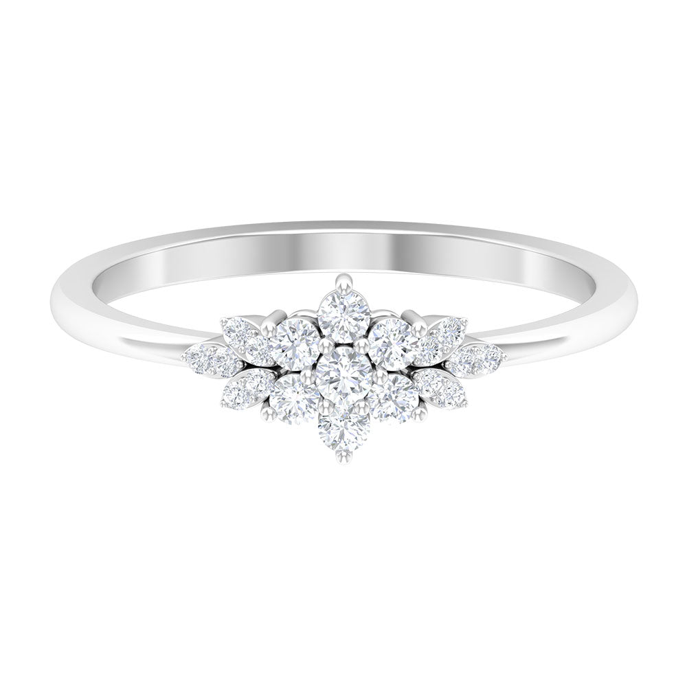 Cubic Zirconia Flower Cluster Engagement Ring