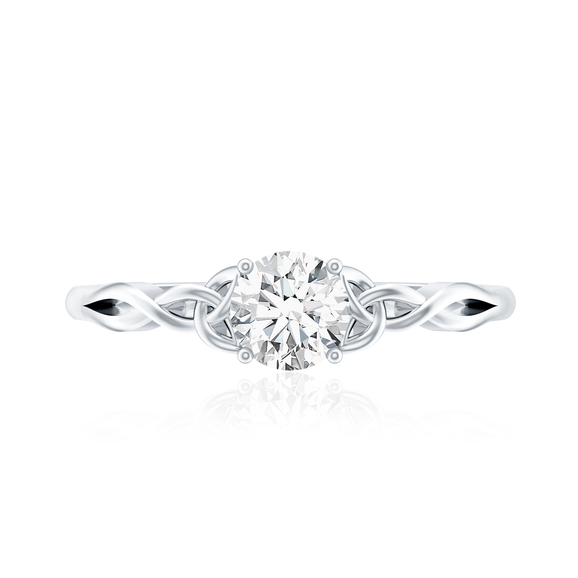 0.5 Carat Solitaire Cubic Zirconia Promise Ring with Celtic Knot AAAA - Rosec Jewels