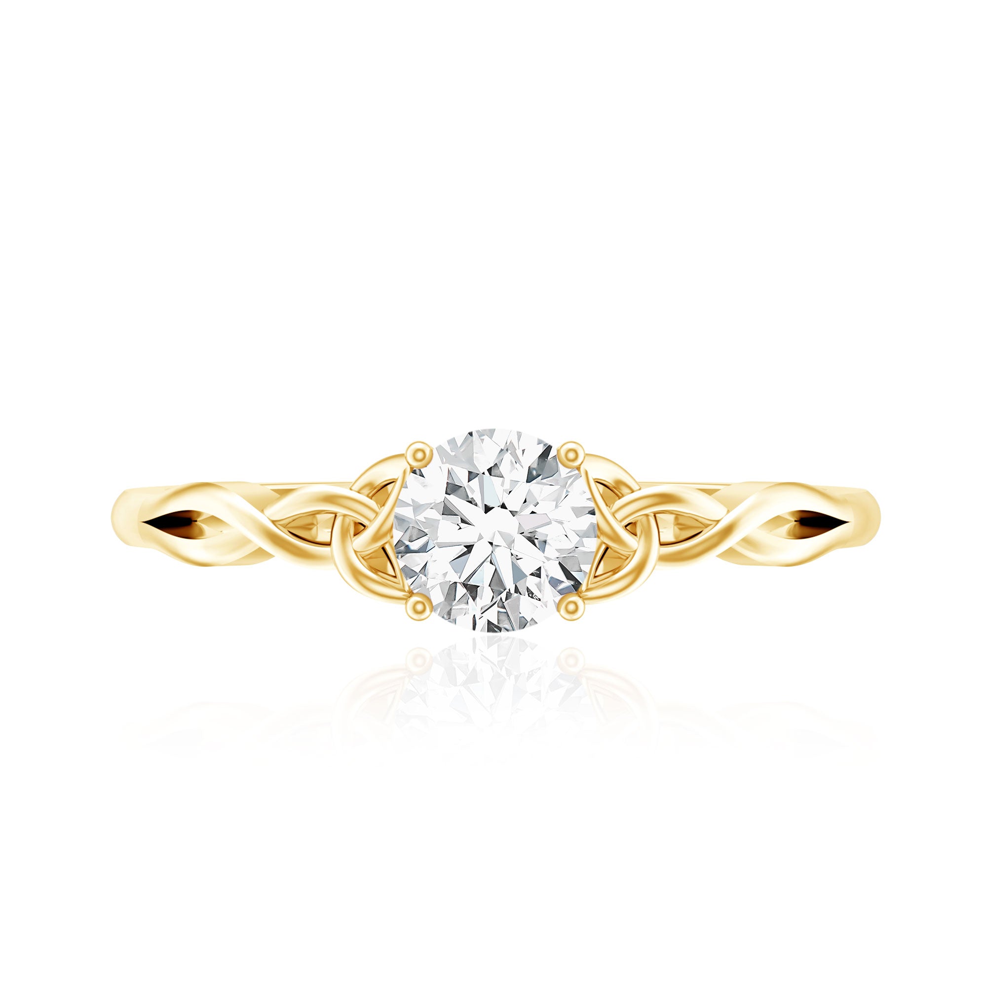 0.5 Carat Solitaire Cubic Zirconia Promise Ring with Celtic Knot AAAA - Rosec Jewels