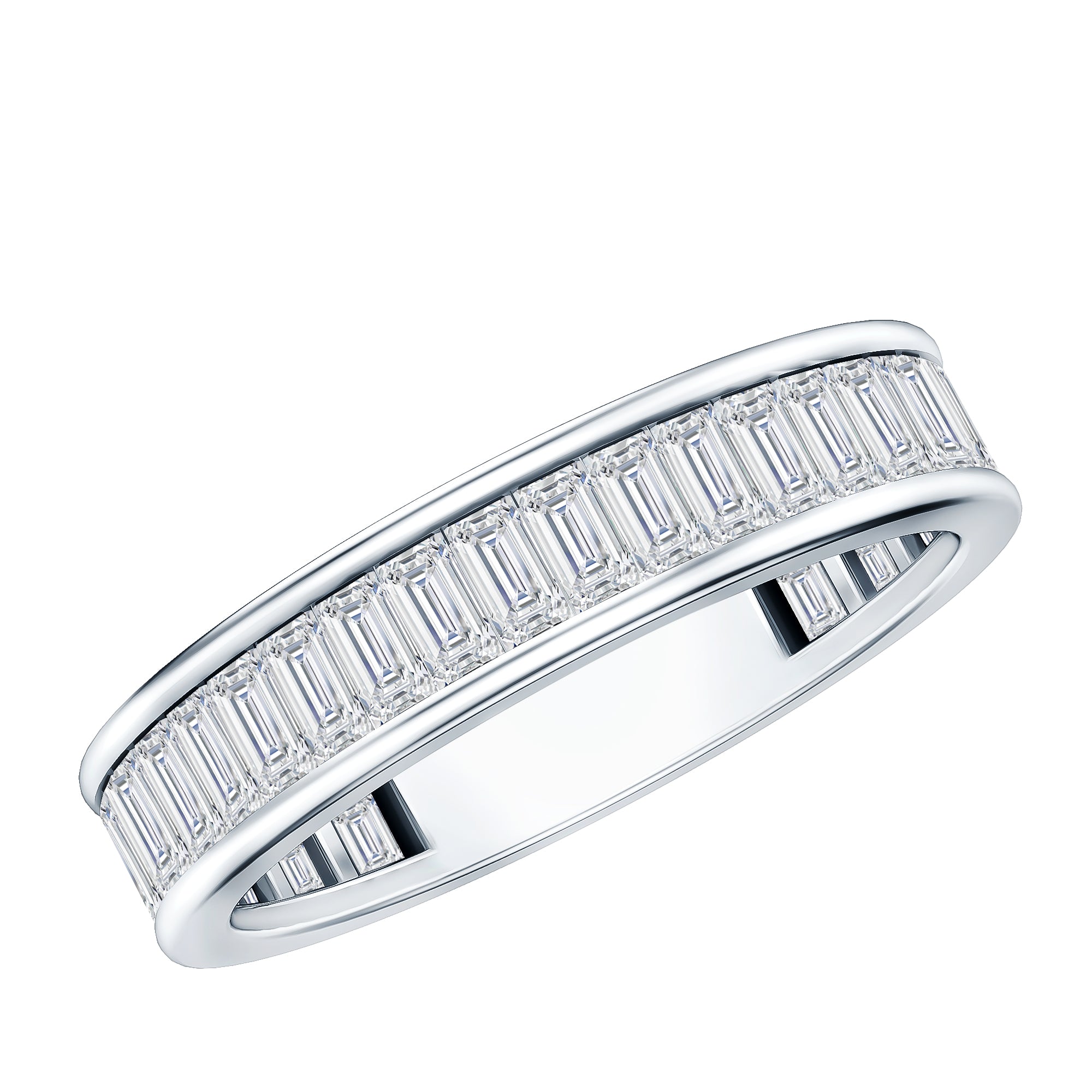 1/2 CT Channel Set Baguette Cut Zircon Eternity Band Ring AAAA - Rosec Jewels