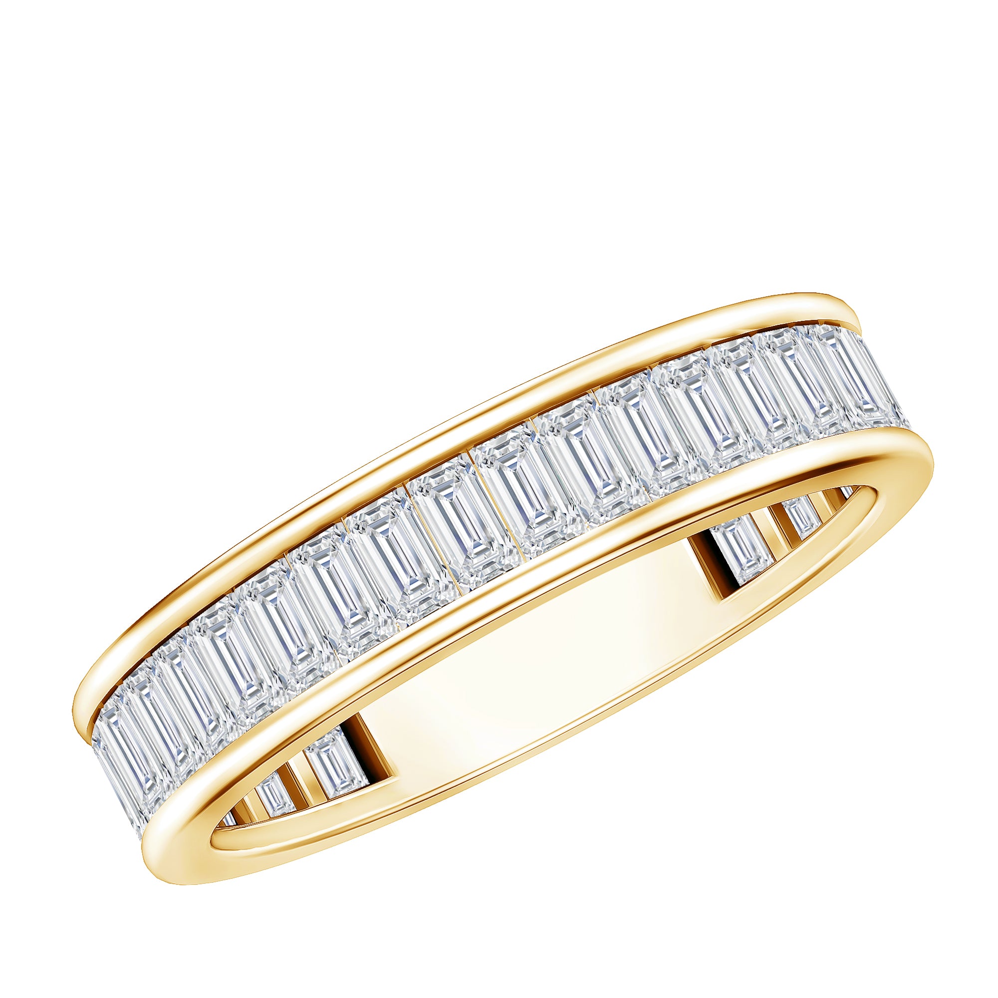 1/2 CT Channel Set Baguette Cut Zircon Eternity Band Ring AAAA - Rosec Jewels