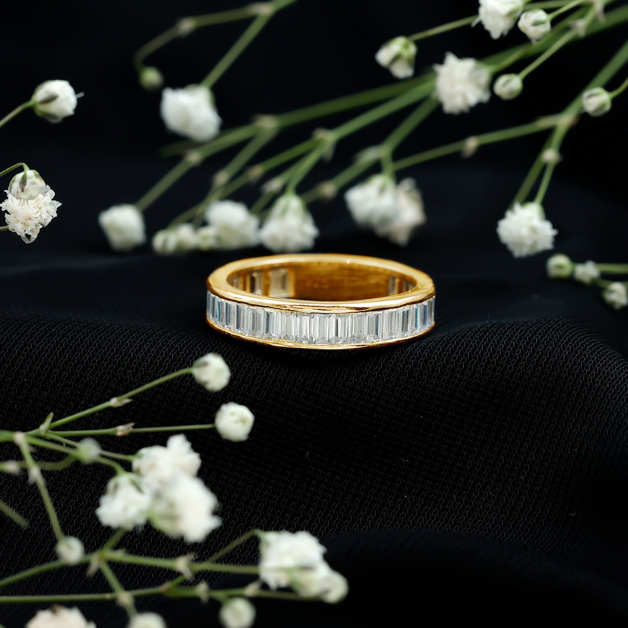1/2 CT Channel Set Baguette Cut Zircon Eternity Band Ring AAAA - Rosec Jewels