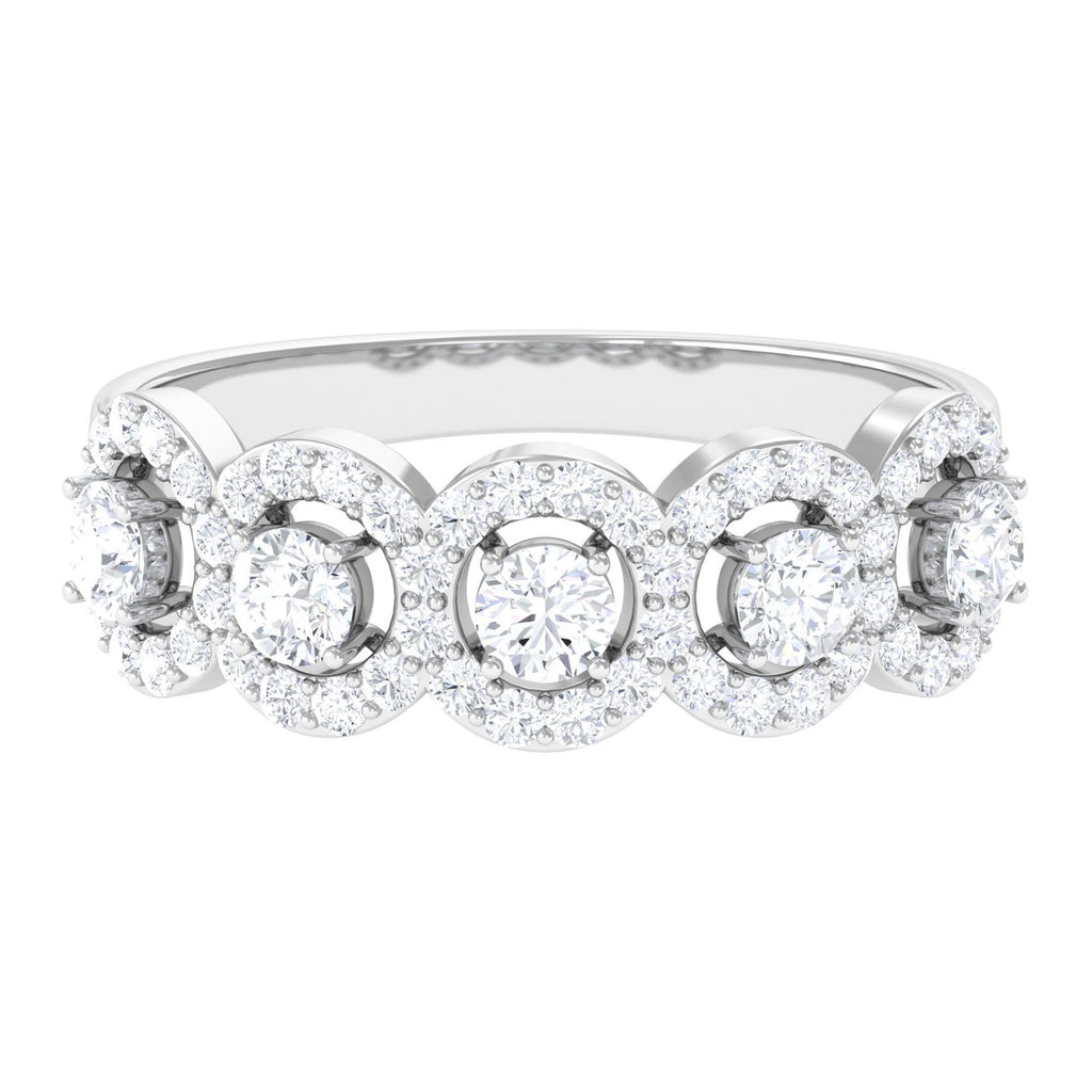 Classic Cubic Zirconia Halo Wedding Band Ring Zircon - ( AAAA ) - Quality - Rosec Jewels