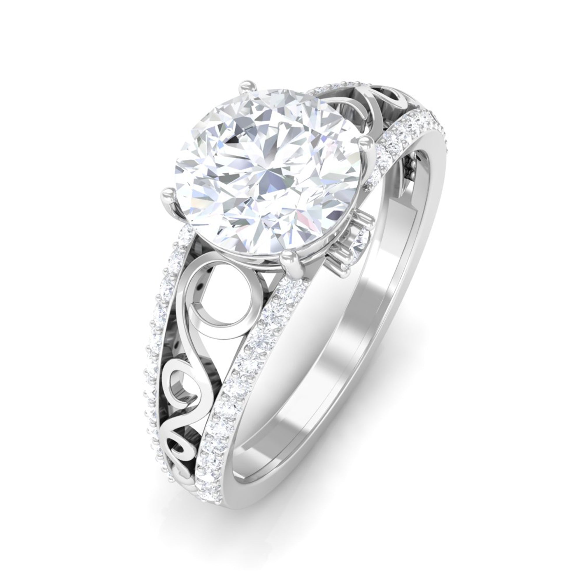Rosec Jewels-Solitaire 1 Carat Cubic Zirconia Vintage Looking Engagement Ring