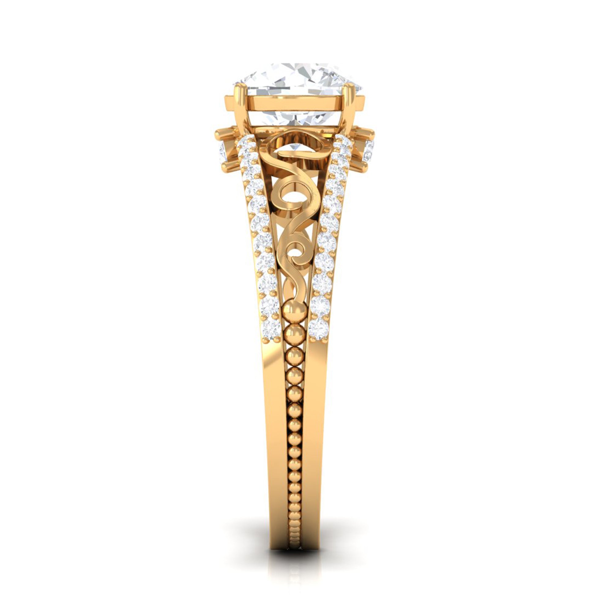 Rosec Jewels-Solitaire 1 Carat Cubic Zirconia Vintage Looking Engagement Ring