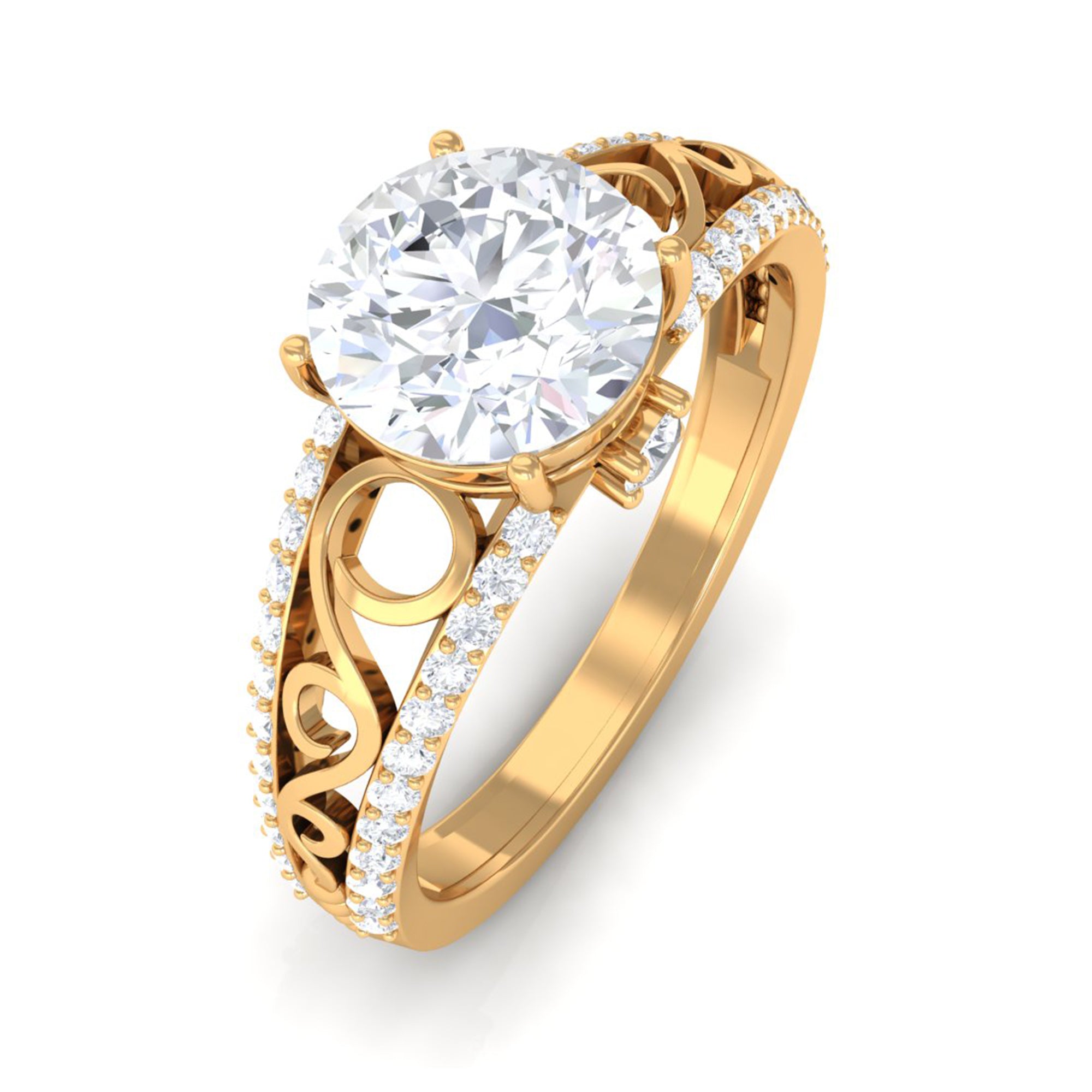 Rosec Jewels-Solitaire 1 Carat Cubic Zirconia Vintage Looking Engagement Ring