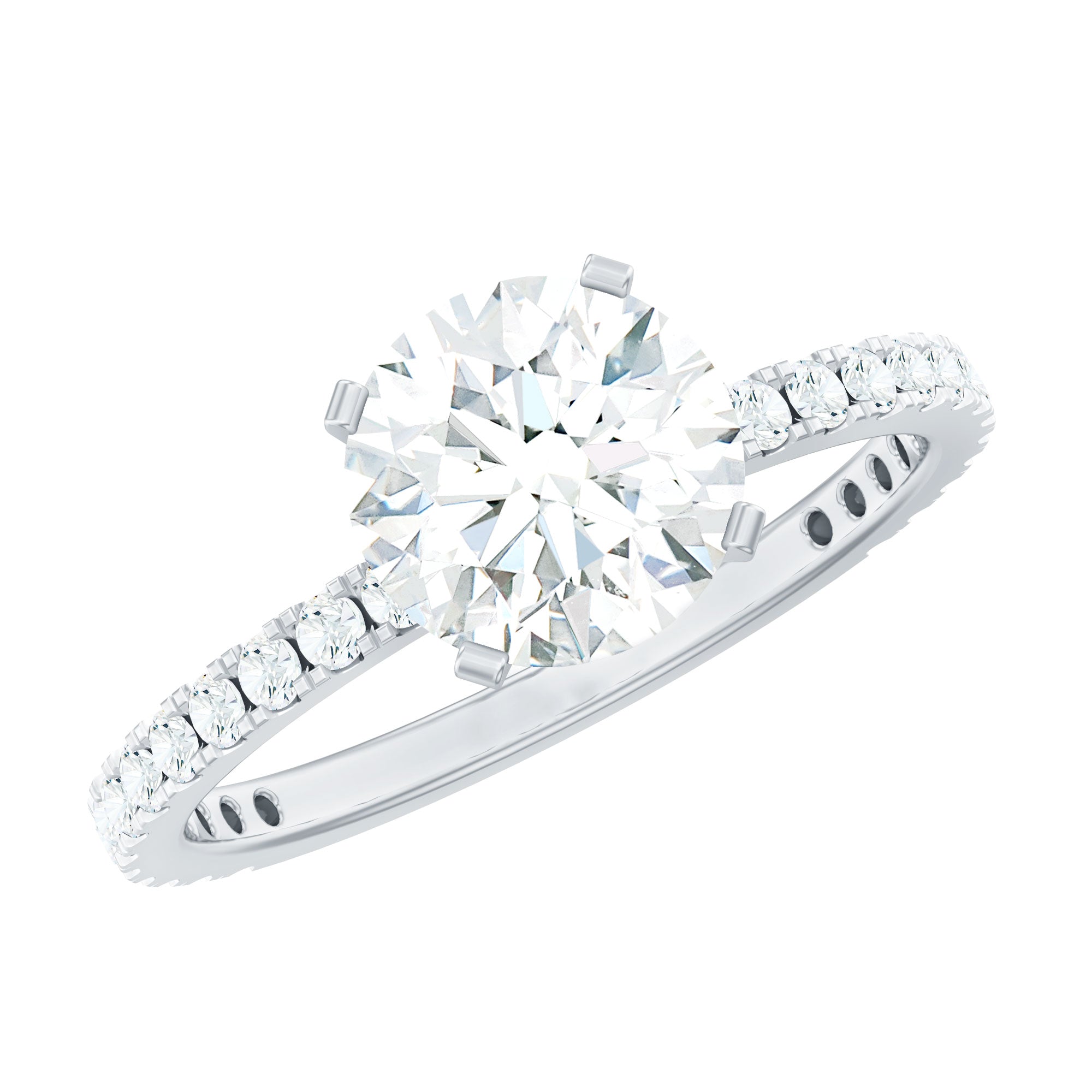 2.75 CT Zircon Solitaire Engagement Ring with Side Stones