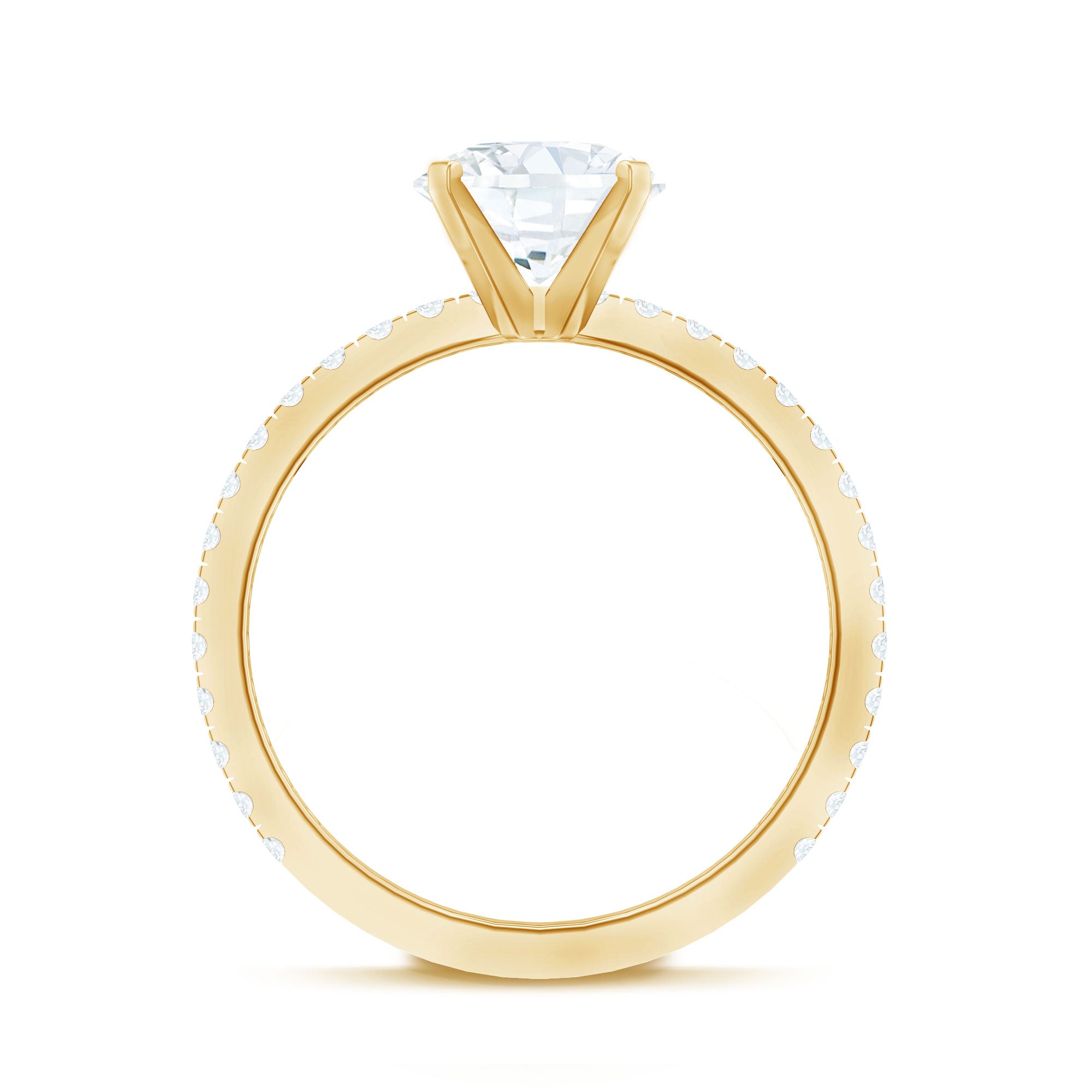 2.75 CT Zircon Solitaire Engagement Ring with Side Stones AAAA - Rosec Jewels