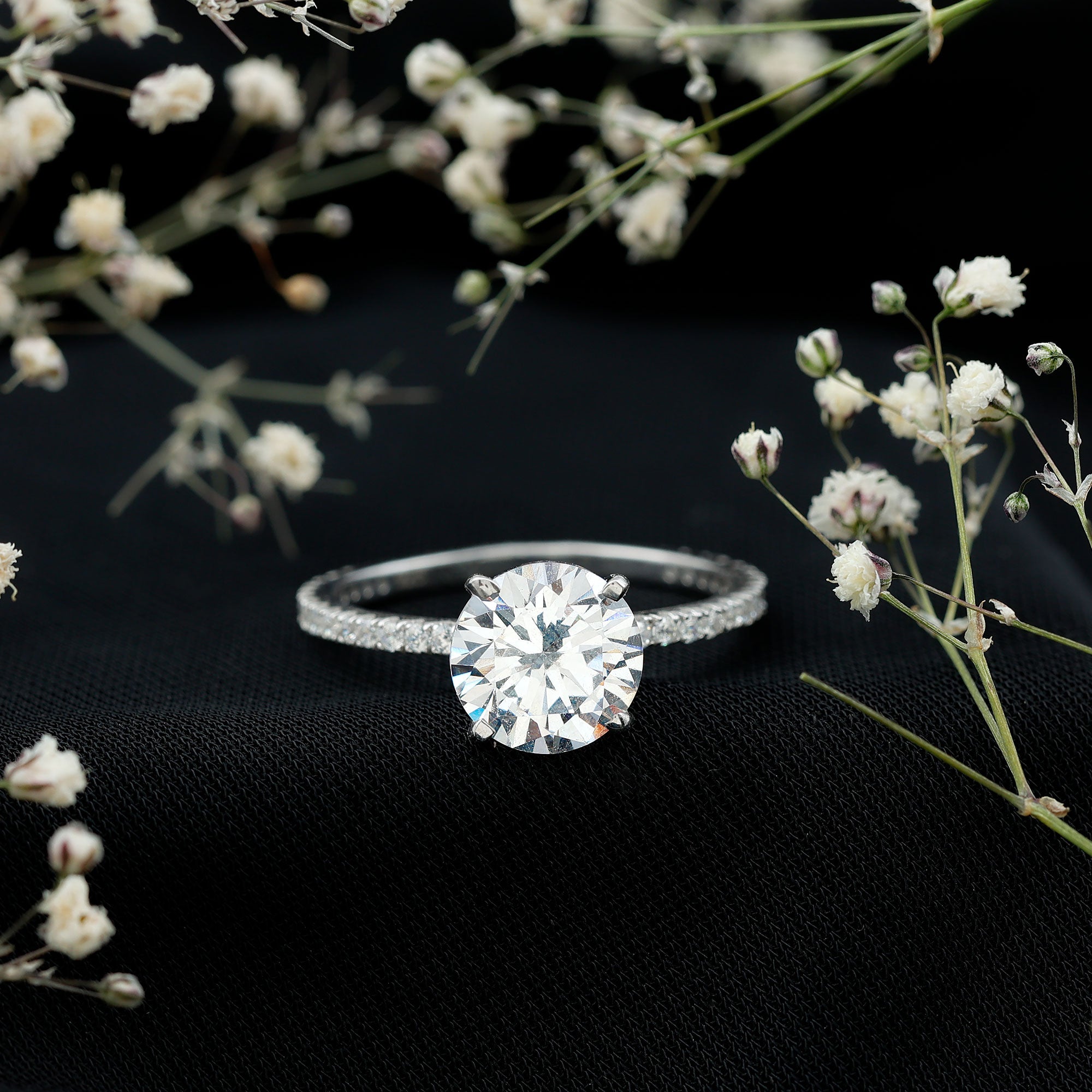 Certified 4.4 Carat Cubic Zirconia Solitaire Engagement Ring for Women AAAA - Rosec Jewels