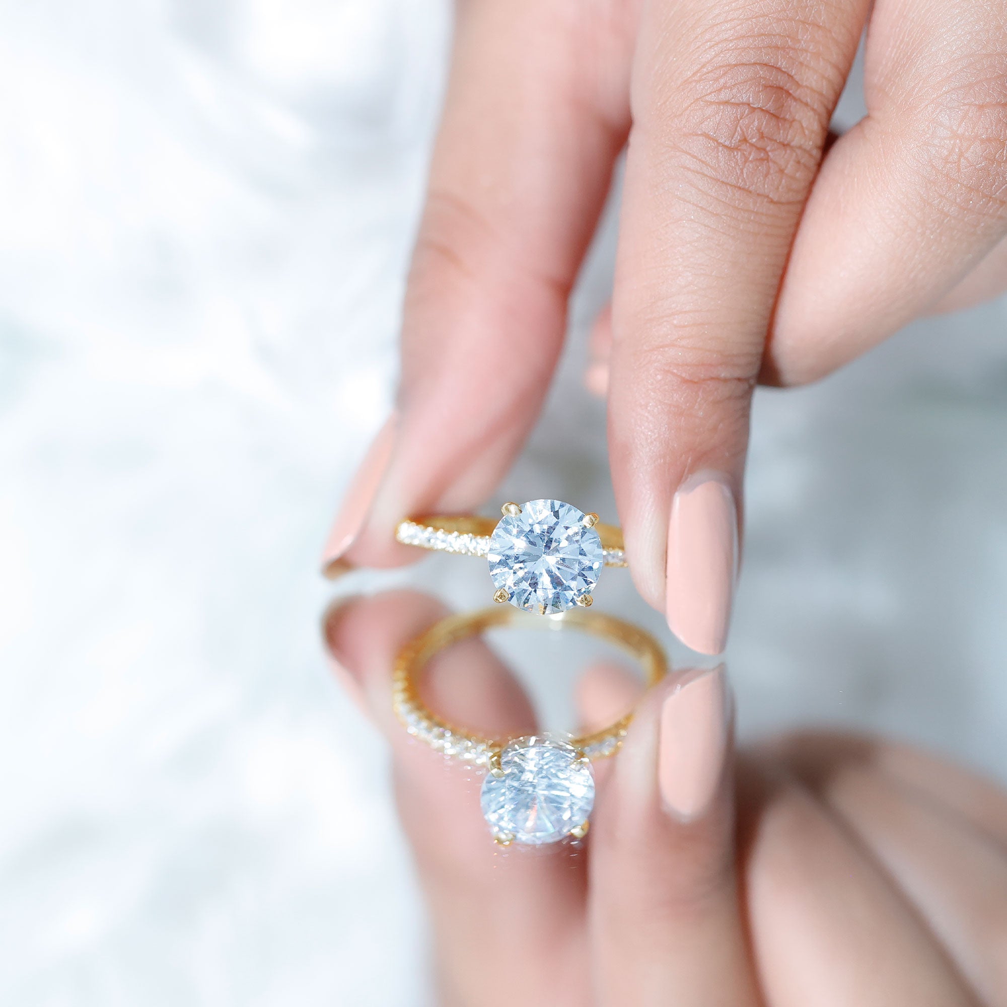 Certified 4.4 Carat Cubic Zirconia Solitaire Engagement Ring for Women AAAA - Rosec Jewels