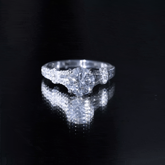 3 CT Simulated Diamond Solitaire Engagement Ring with Split Shank AAAA - Rosec Jewels
