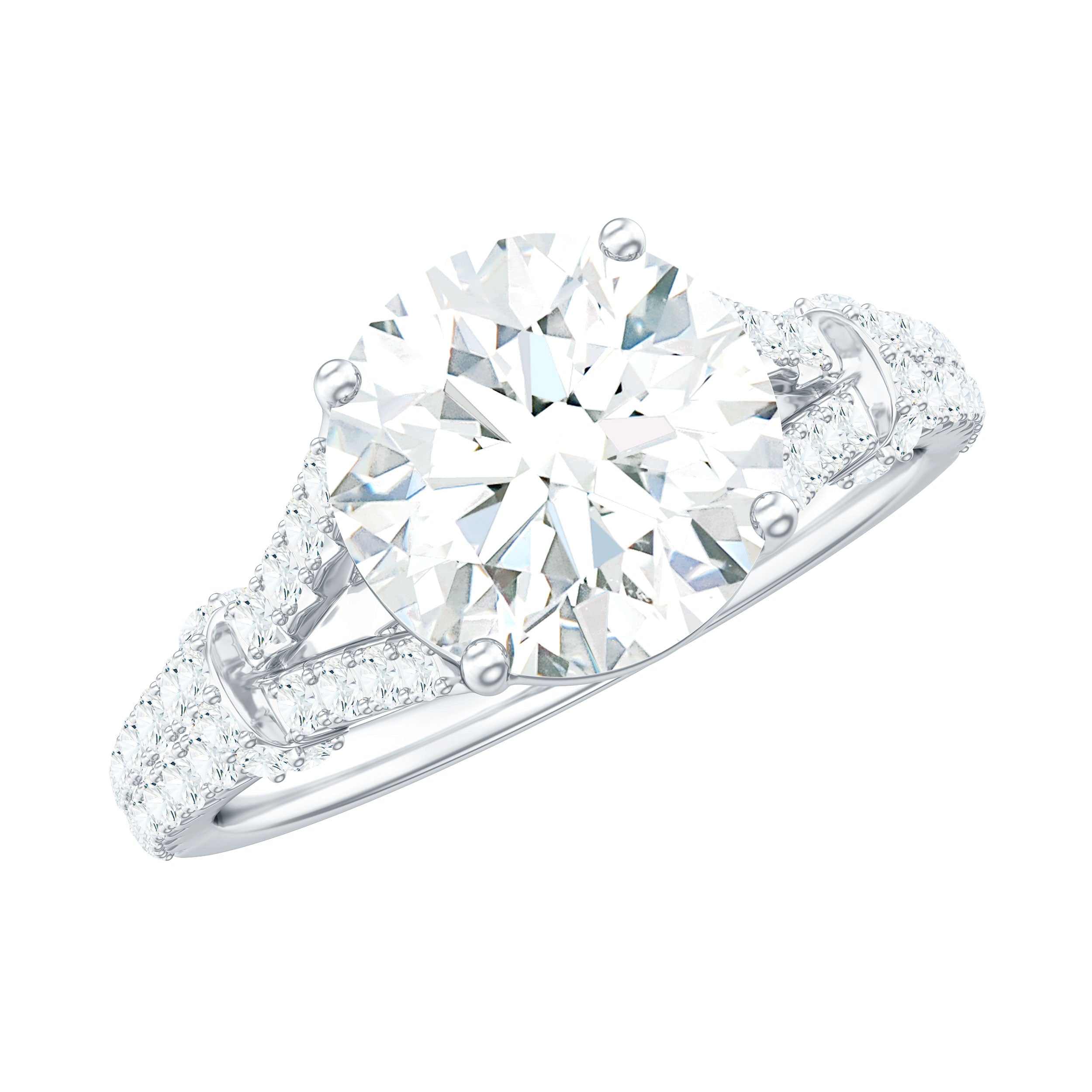 3 CT Simulated Diamond Solitaire Engagement Ring with Split Shank