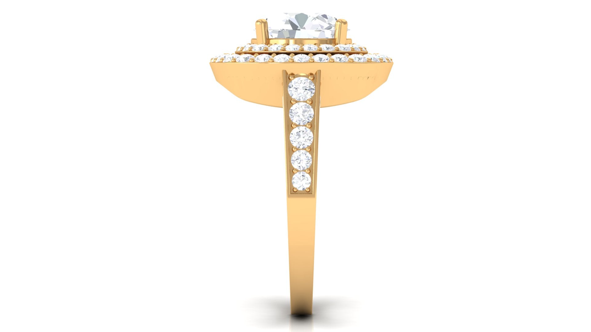 Cubic Zirconia Double Halo Engagement Ring AAAA - Rosec Jewels