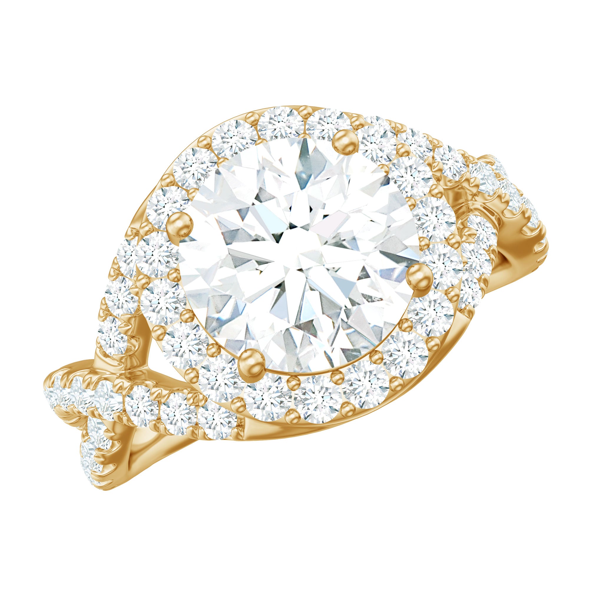 2 Carat Round Shape Zircon Crossover Engagement Ring AAAA - Rosec Jewels